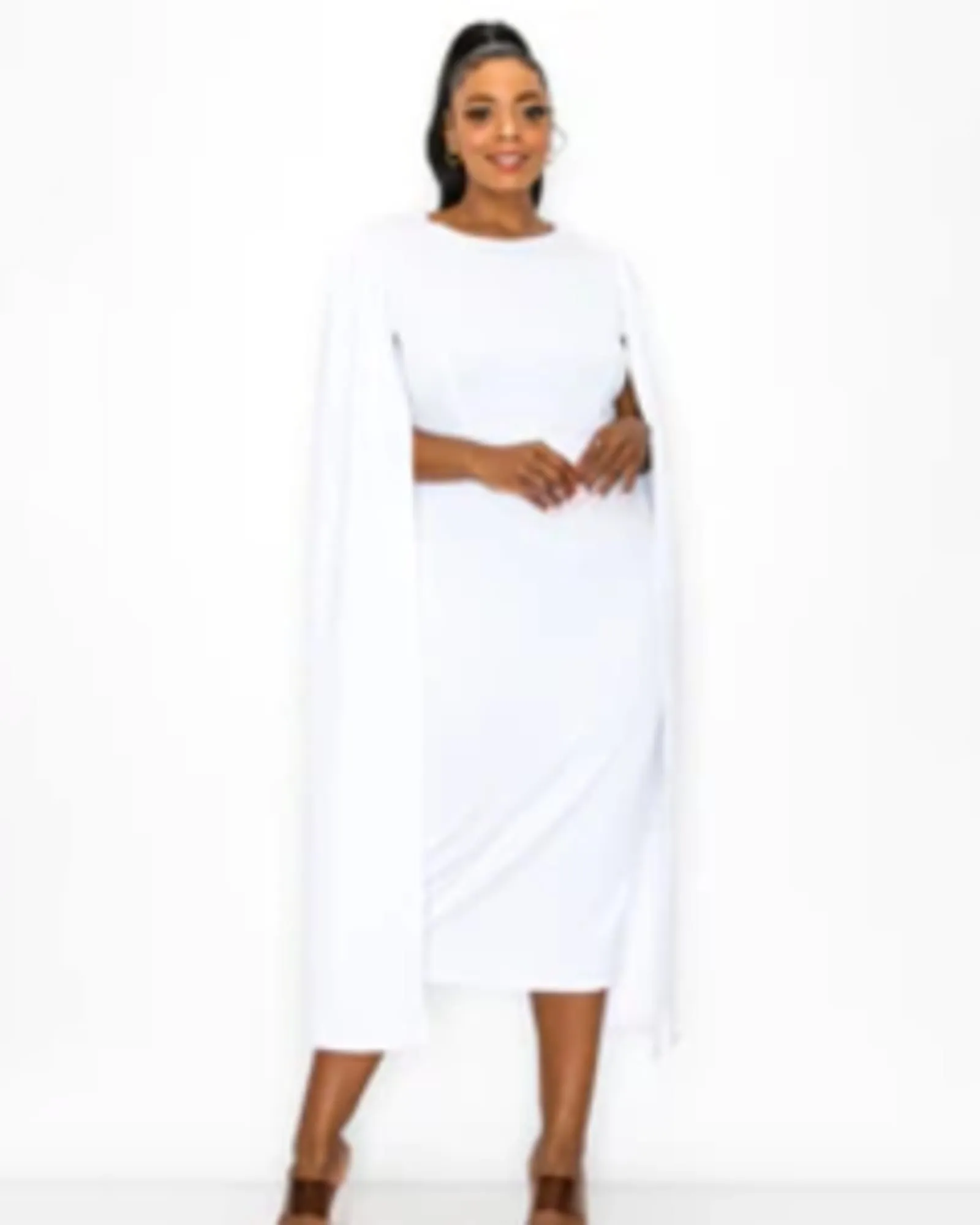Naomi Cape Dress | White