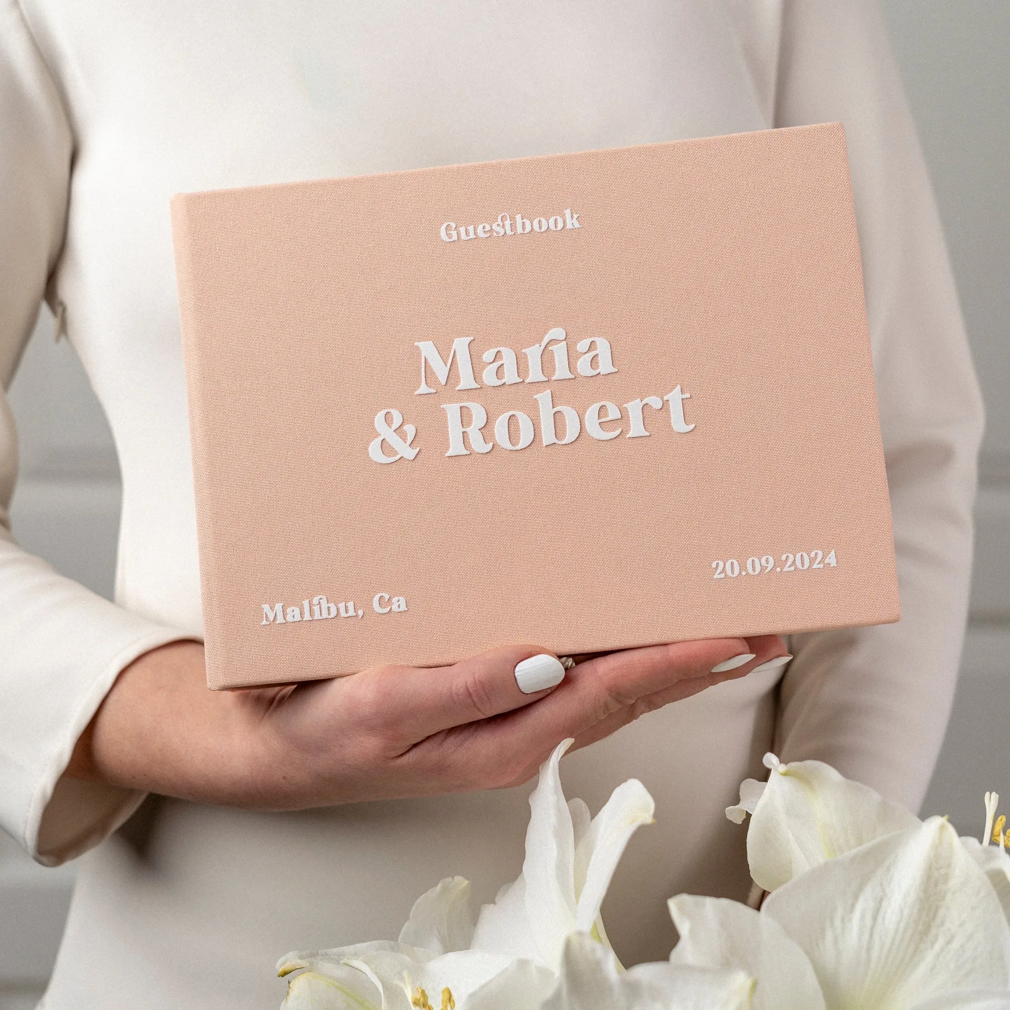 Peach   White Velour | Guest Book ♡