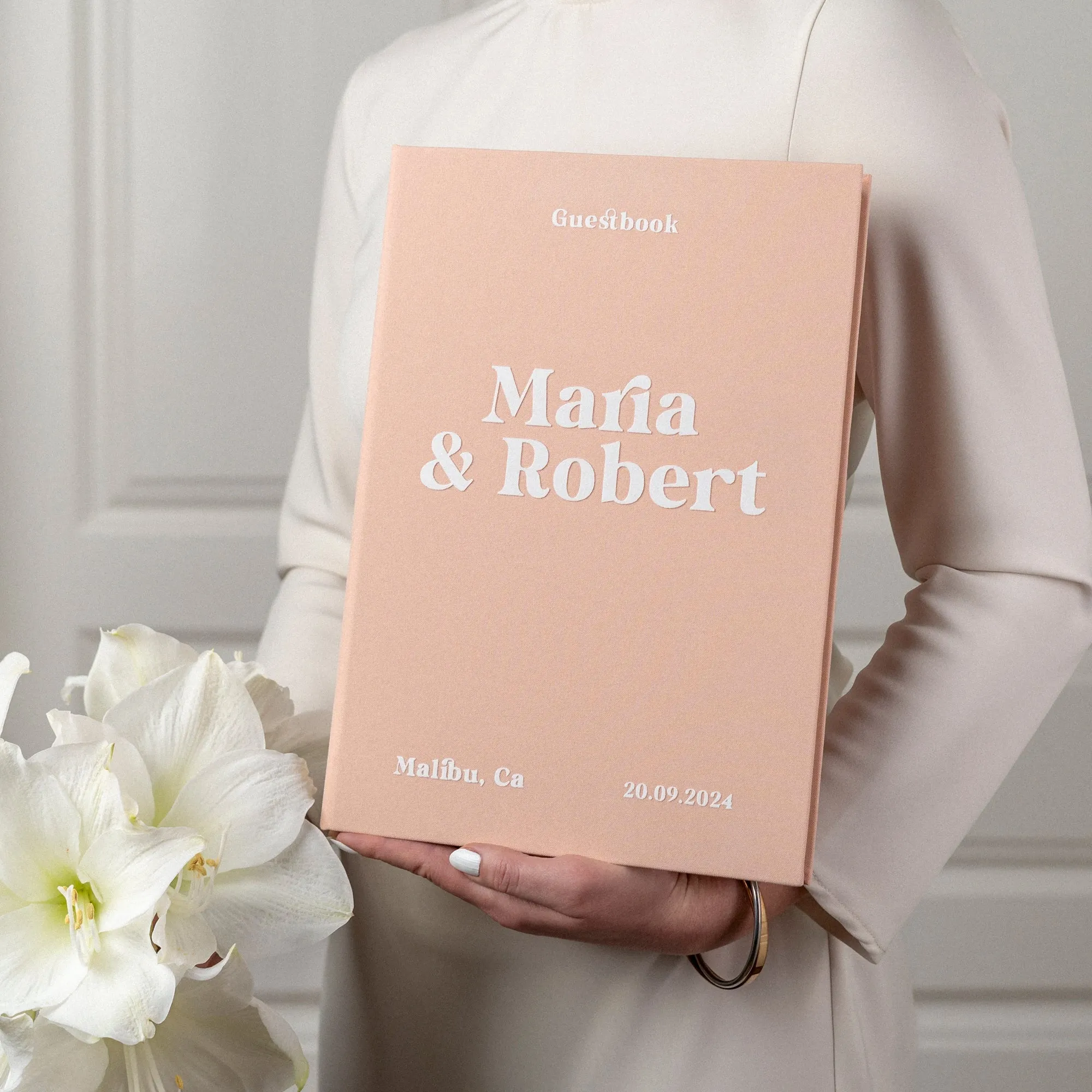 Peach   White Velour | Guest Book ♡