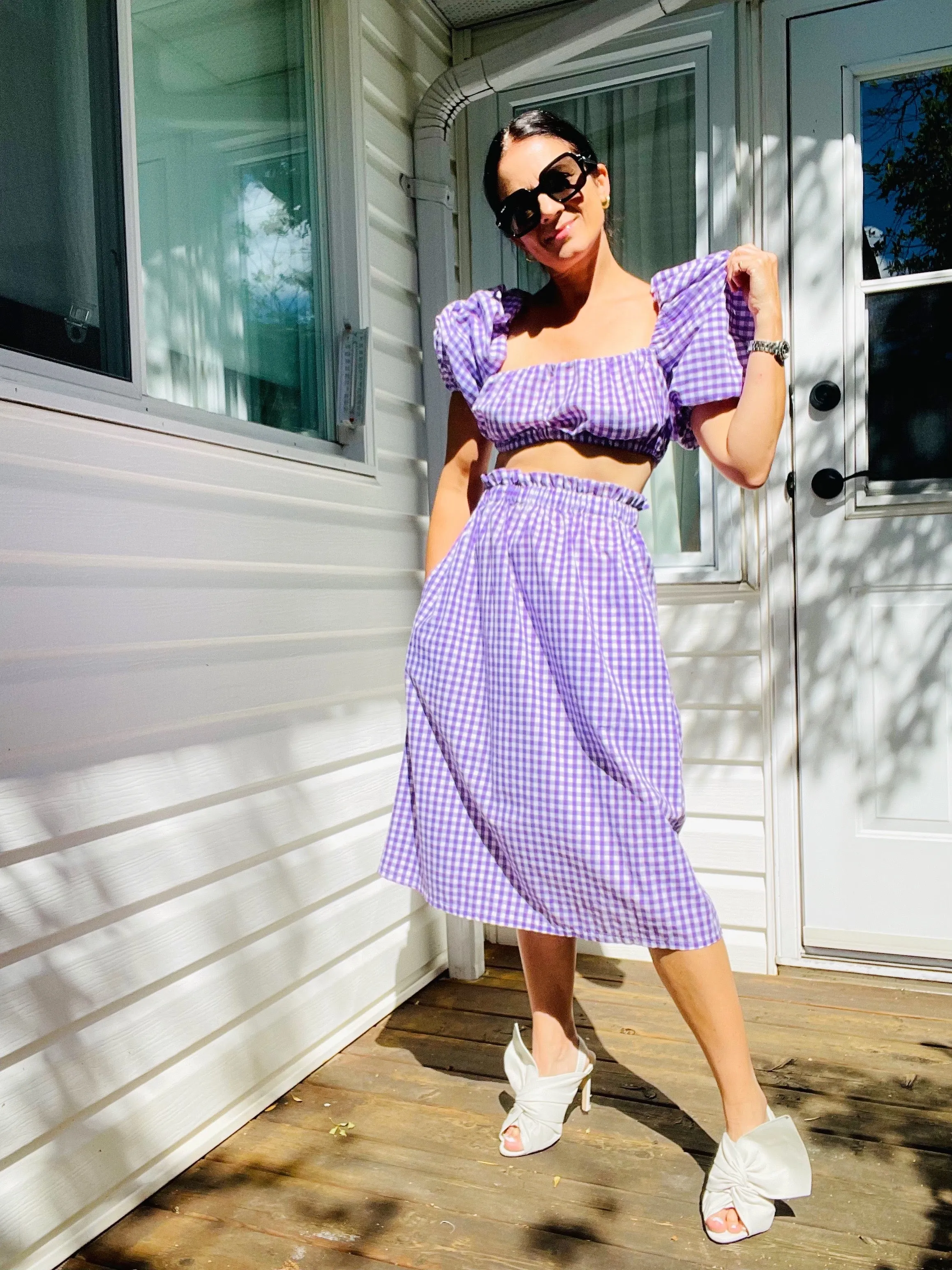 Phoebe Skirt in Lavender Gingham