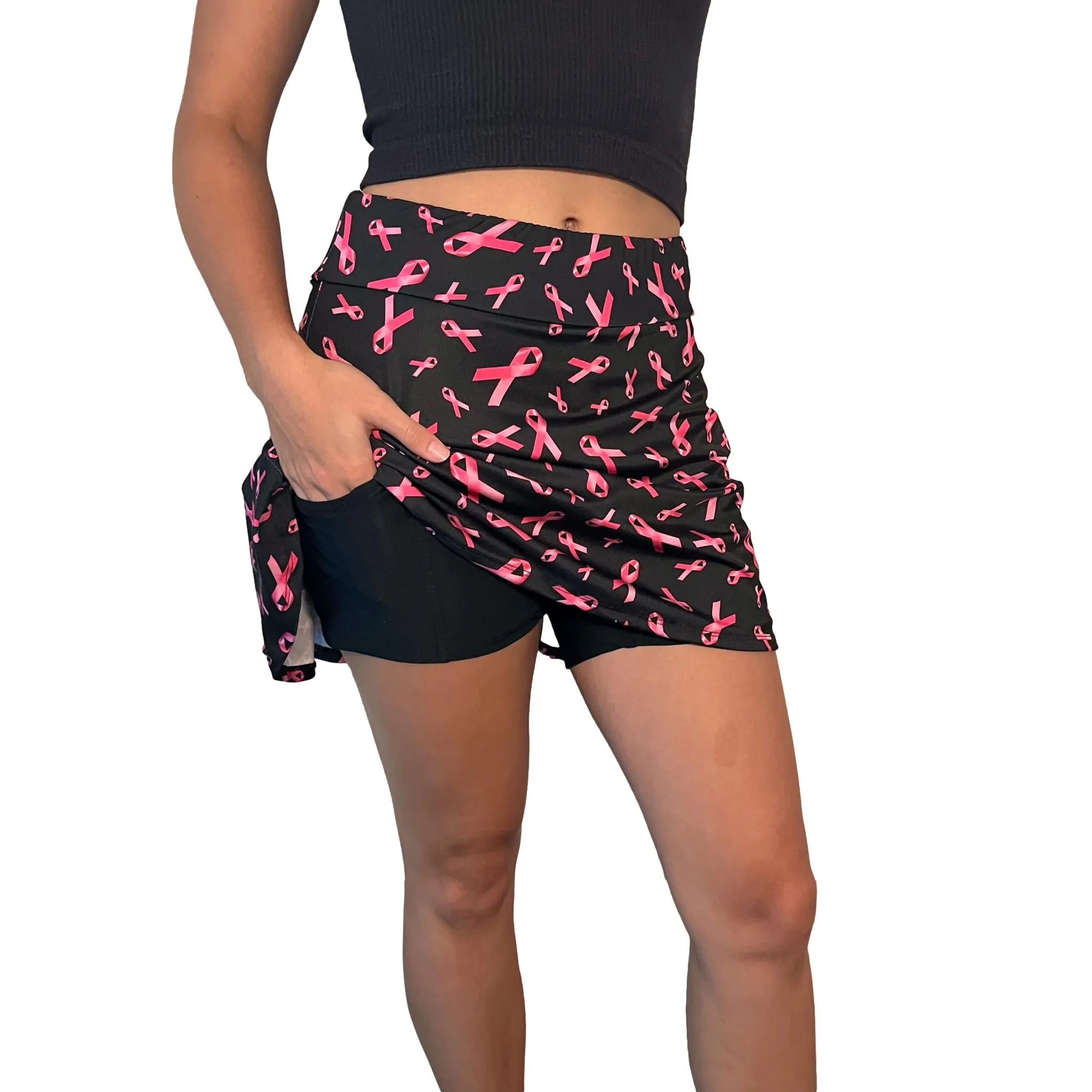 Pink Ribbon Breast Cancer Awareness Flutter Skort