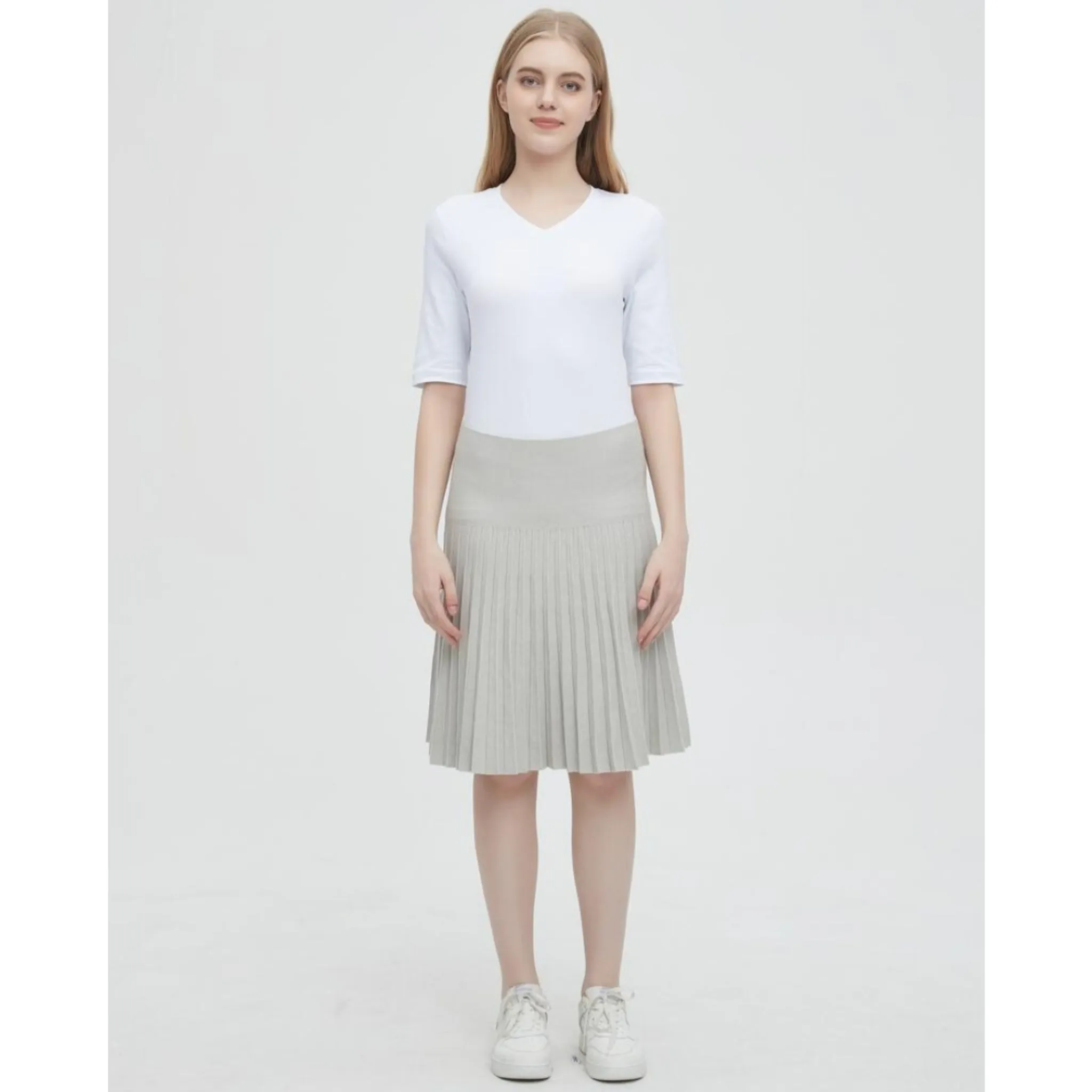 Pleated Skirt Heather Grey by Mia Mod