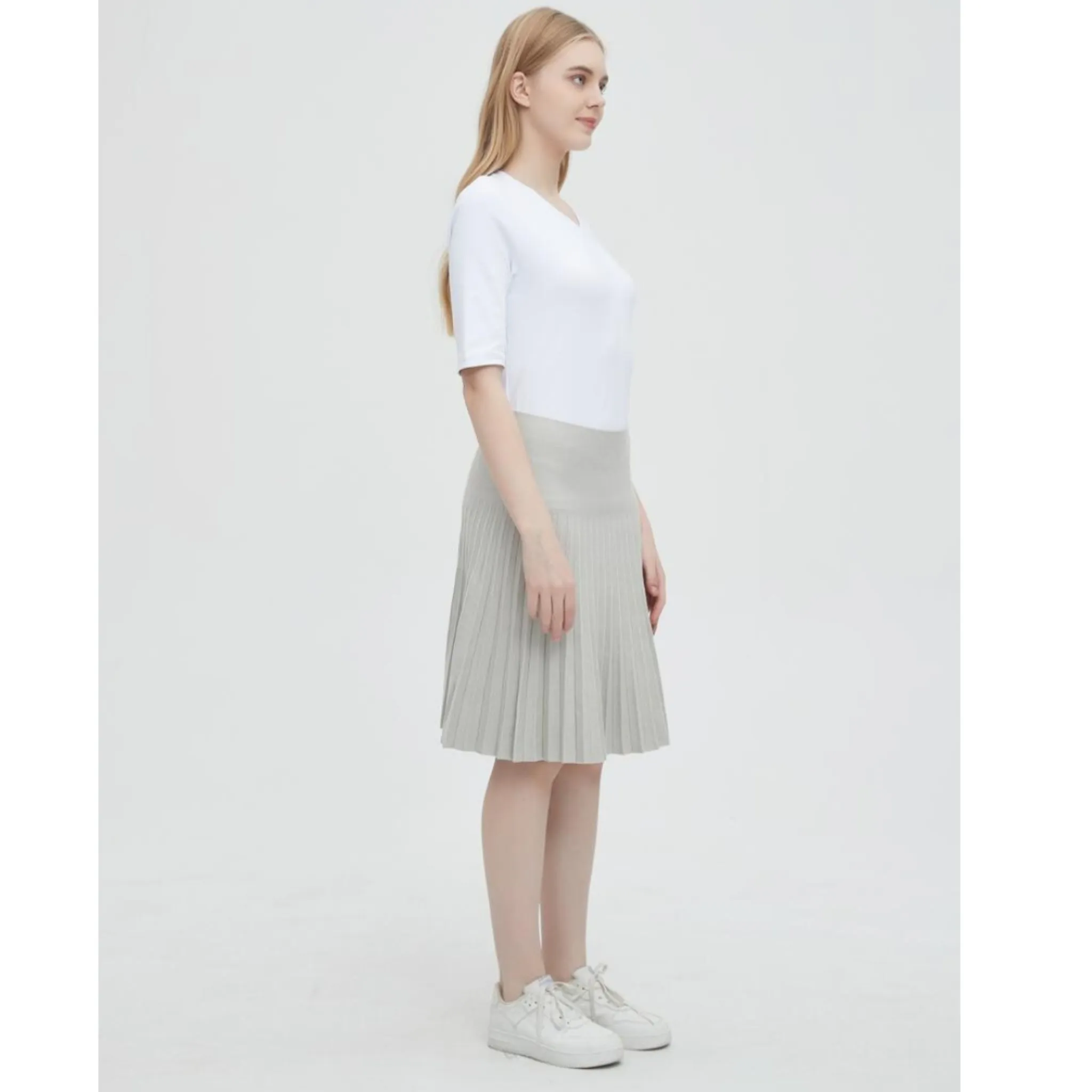 Pleated Skirt Heather Grey by Mia Mod