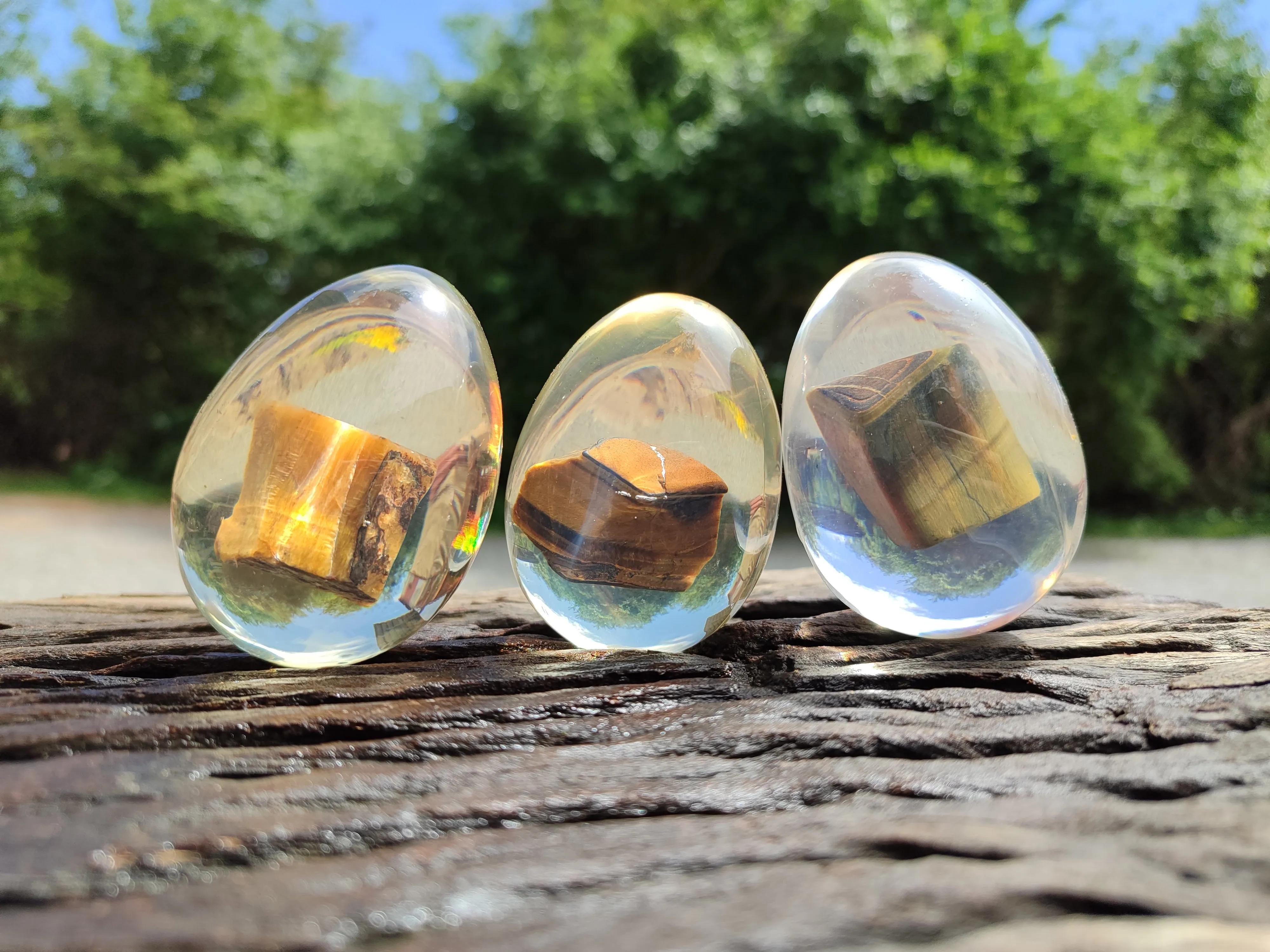 Polished Golden Tigers Eye In Resin Egg - Sold Per Item - From Northern Cape, South Africa