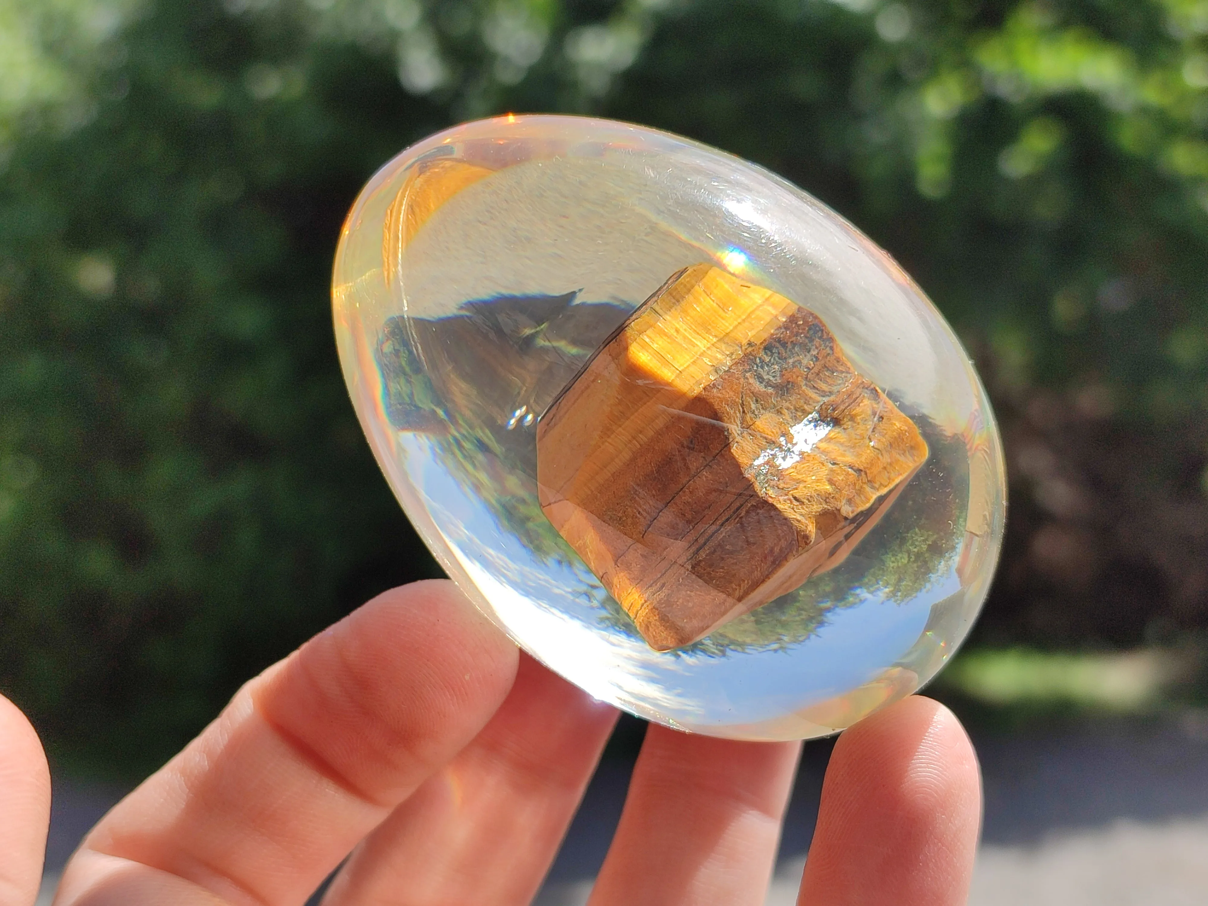Polished Golden Tigers Eye In Resin Egg - Sold Per Item - From Northern Cape, South Africa