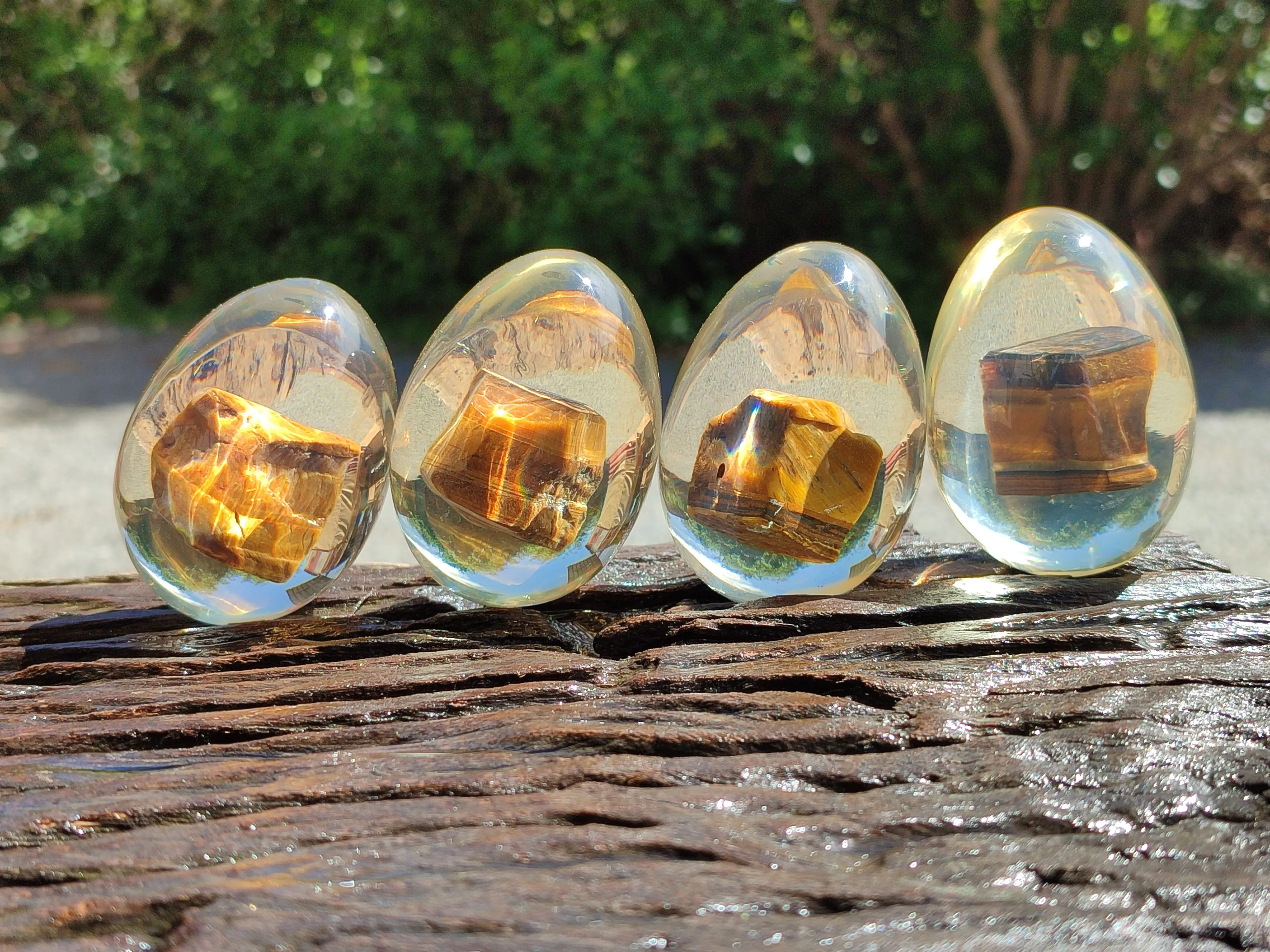 Polished Golden Tigers Eye In Resin Egg - Sold Per Item - From Northern Cape, South Africa