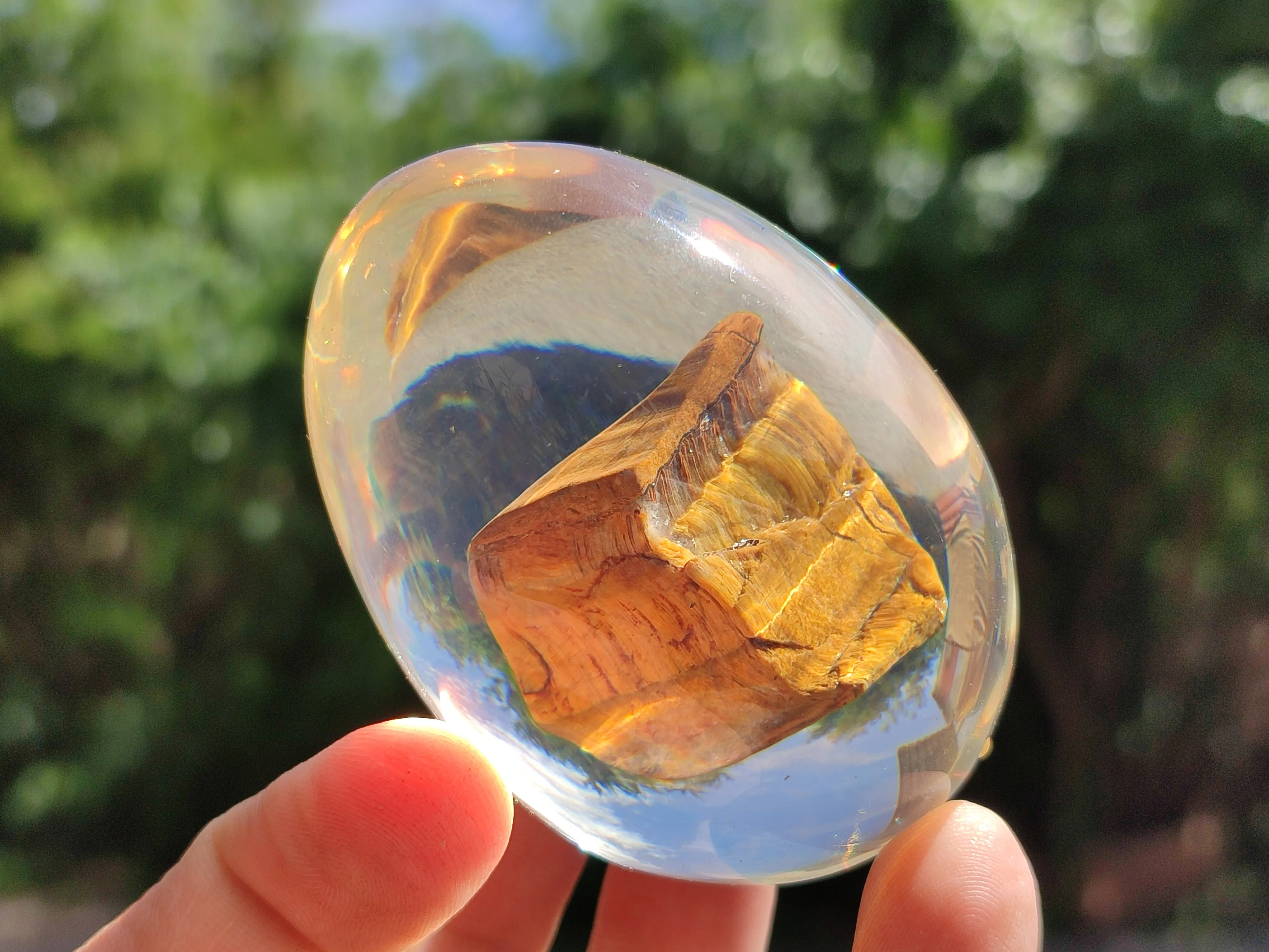 Polished Golden Tigers Eye In Resin Egg - Sold Per Item - From Northern Cape, South Africa