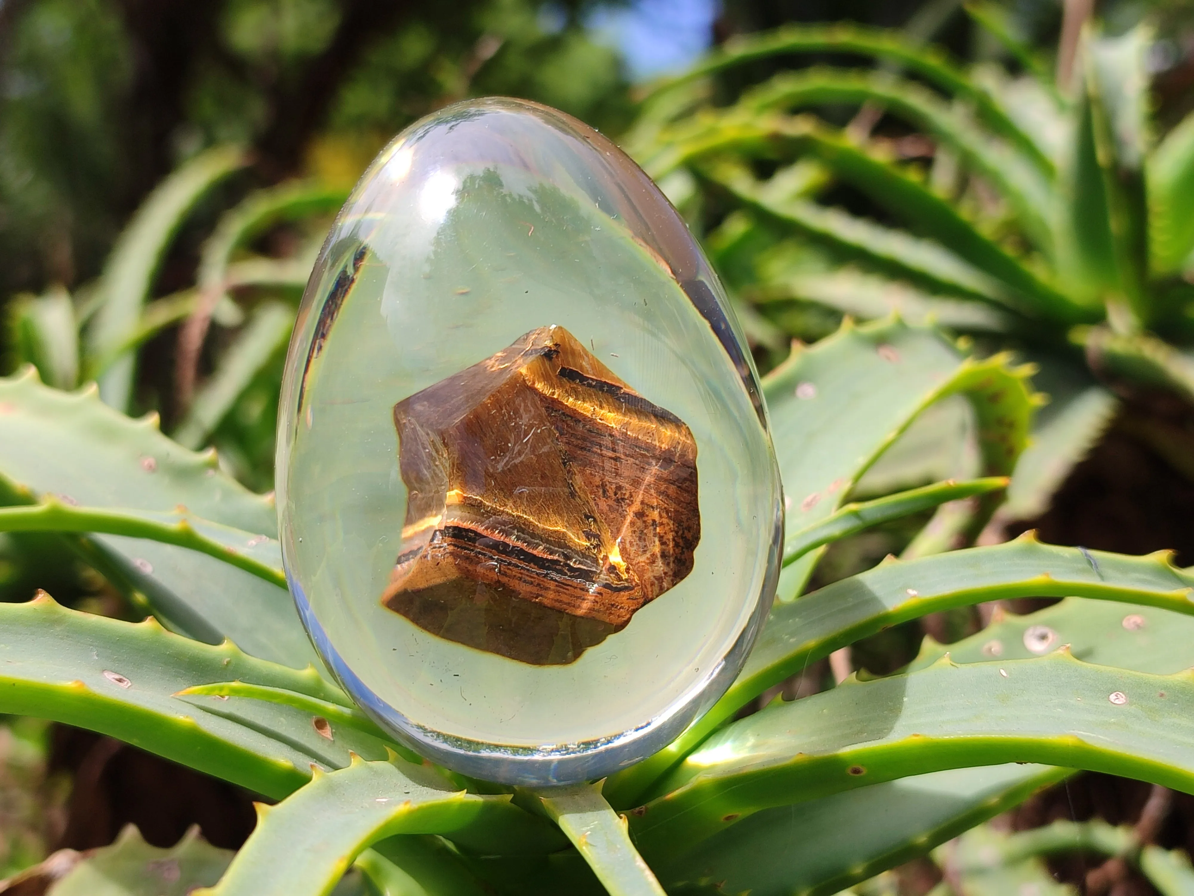Polished Golden Tigers Eye In Resin Egg - Sold Per Item - From Northern Cape, South Africa