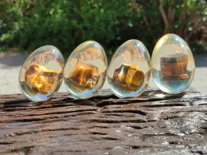 Polished Golden Tigers Eye In Resin Egg - Sold Per Item - From Northern Cape, South Africa