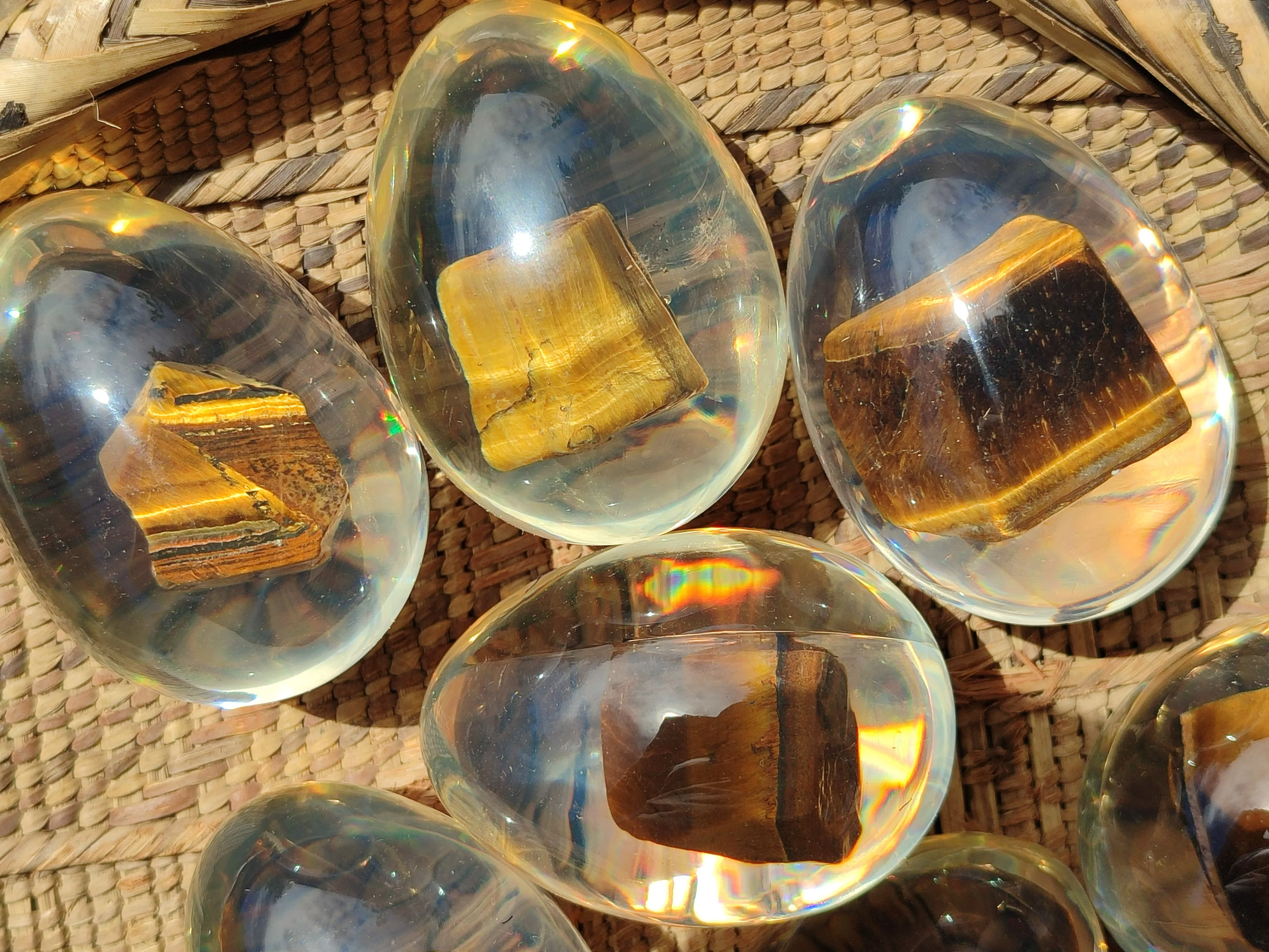 Polished Golden Tigers Eye In Resin Egg - Sold Per Item - From Northern Cape, South Africa