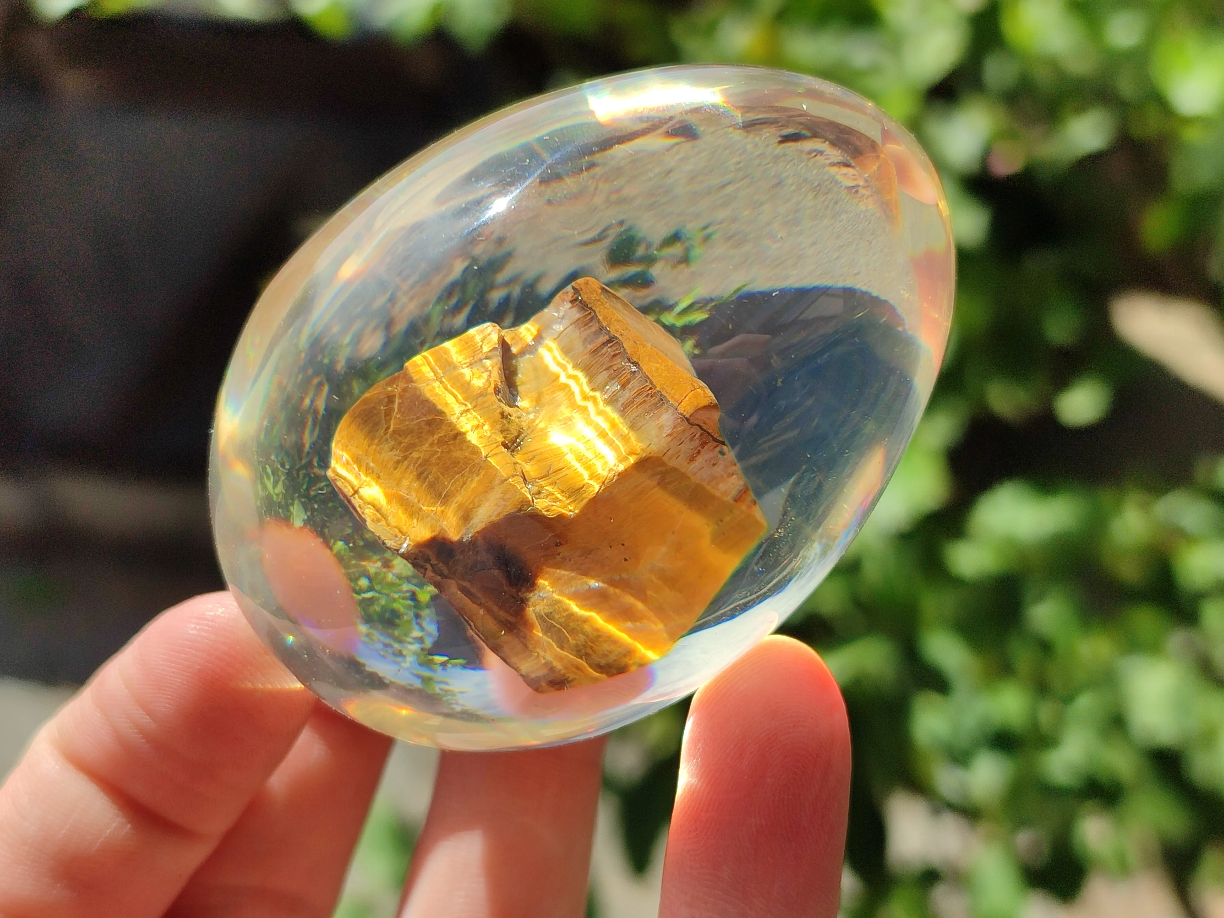 Polished Golden Tigers Eye In Resin Egg - Sold Per Item - From Northern Cape, South Africa