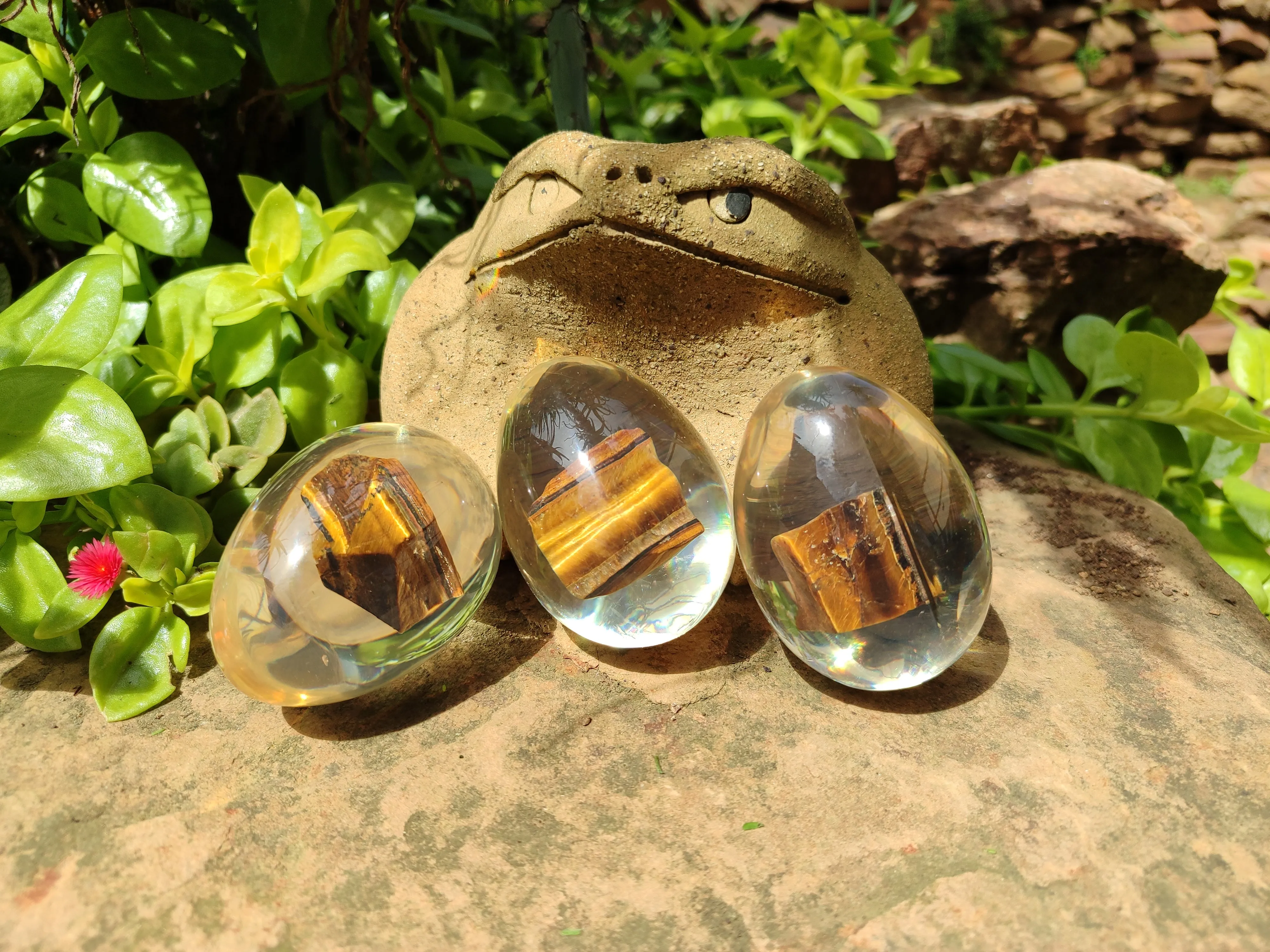 Polished Golden Tigers Eye In Resin Egg - Sold Per Item - From Northern Cape, South Africa