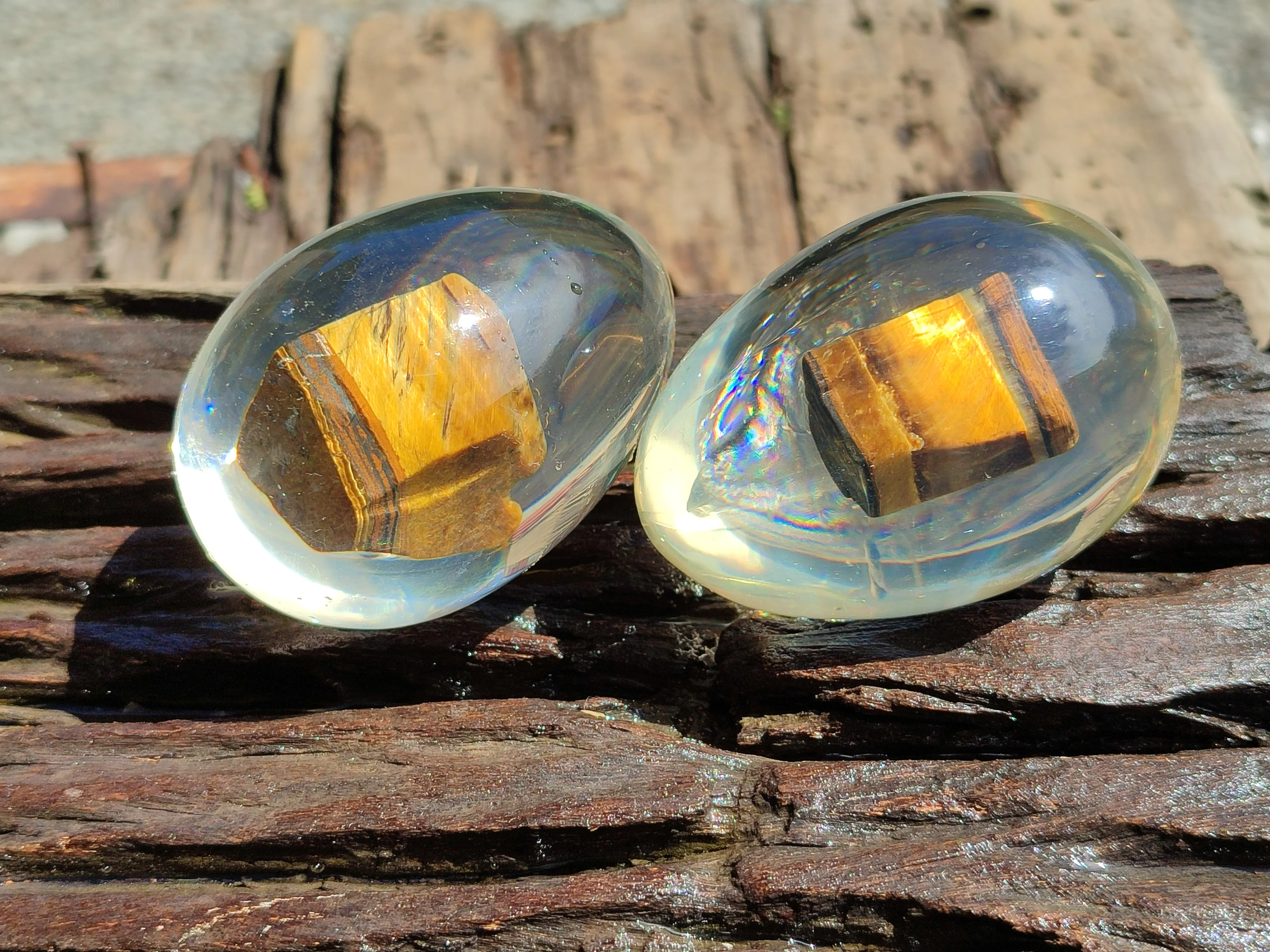 Polished Golden Tigers Eye In Resin Egg - Sold Per Item - From Northern Cape, South Africa