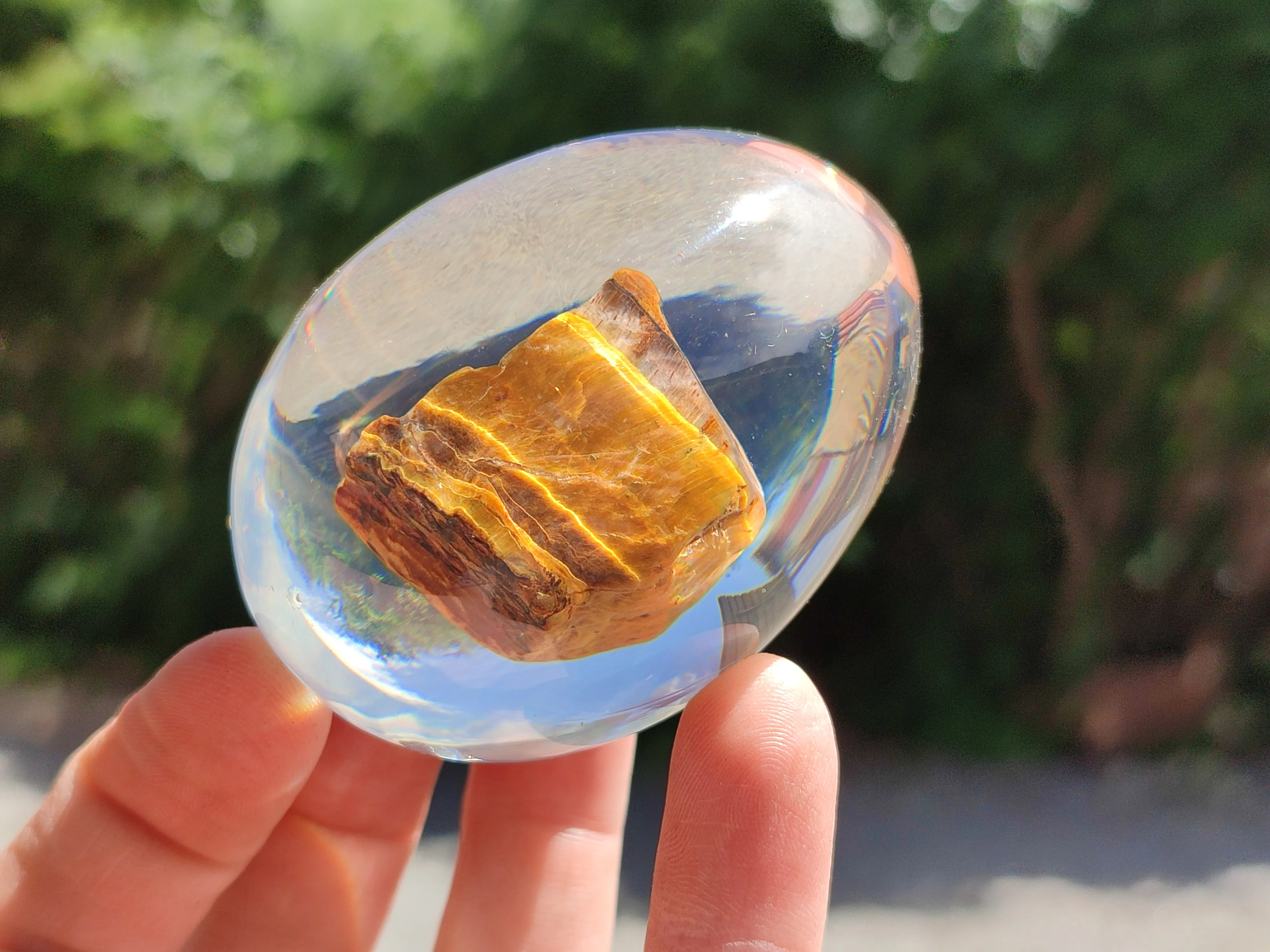 Polished Golden Tigers Eye In Resin Egg - Sold Per Item - From Northern Cape, South Africa
