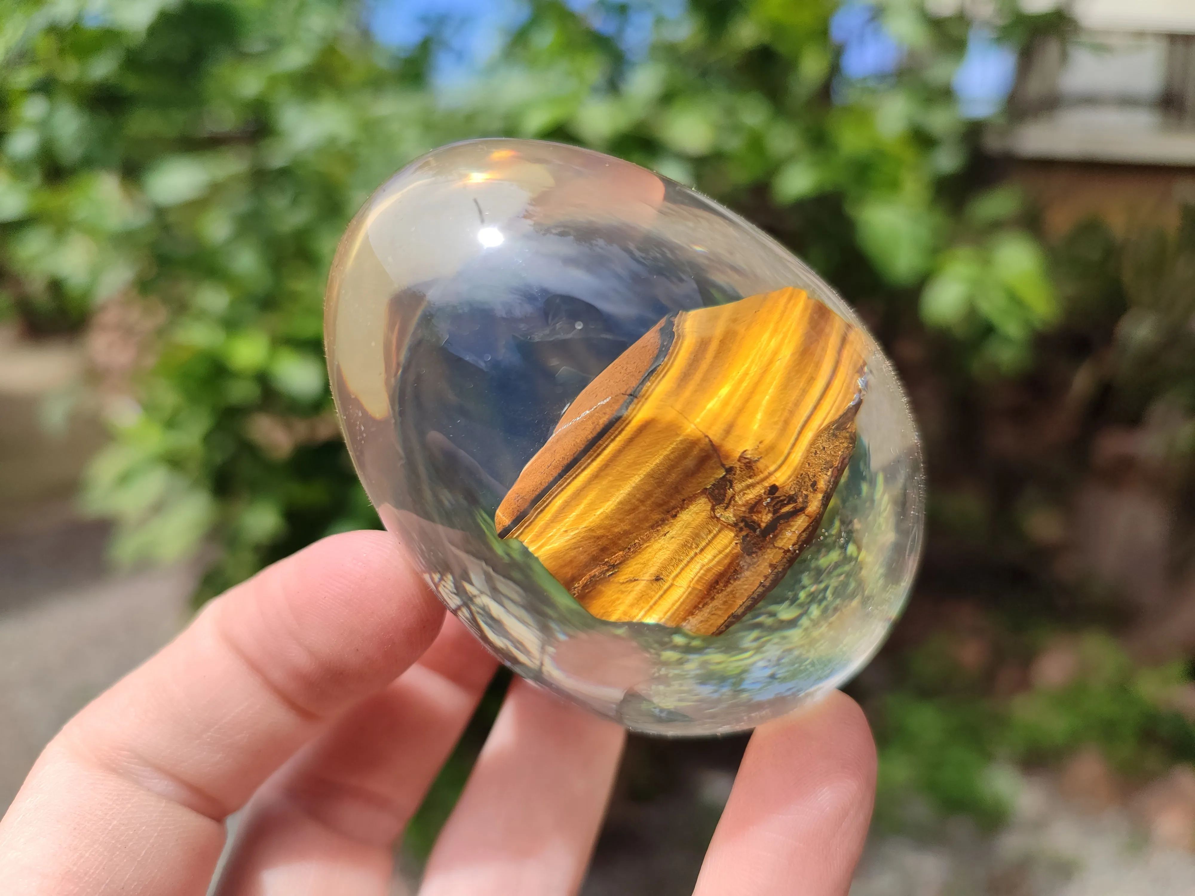 Polished Golden Tigers Eye In Resin Egg - Sold Per Item - From Northern Cape, South Africa