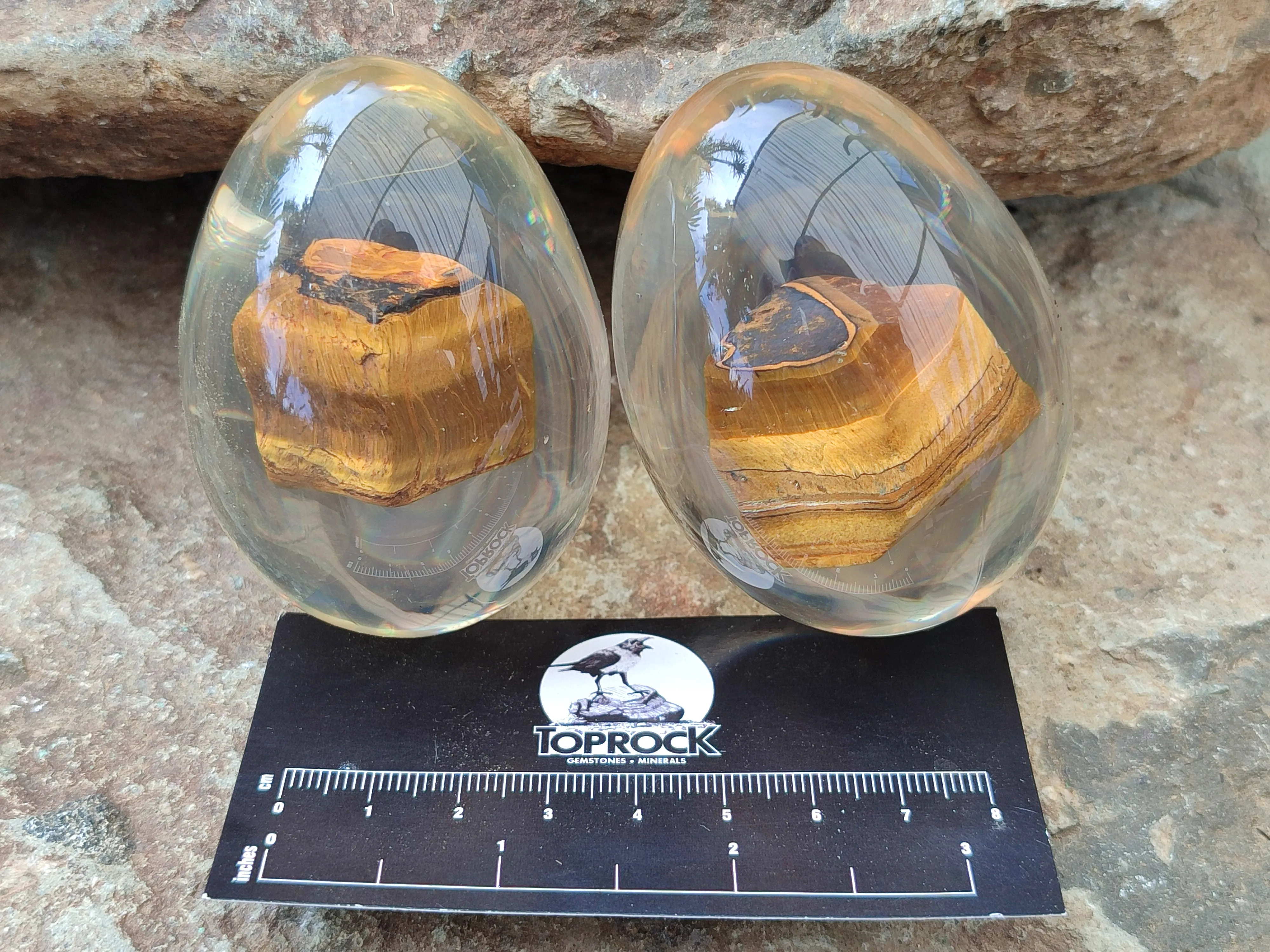 Polished Golden Tigers Eye In Resin Egg - Sold Per Item - From Northern Cape, South Africa