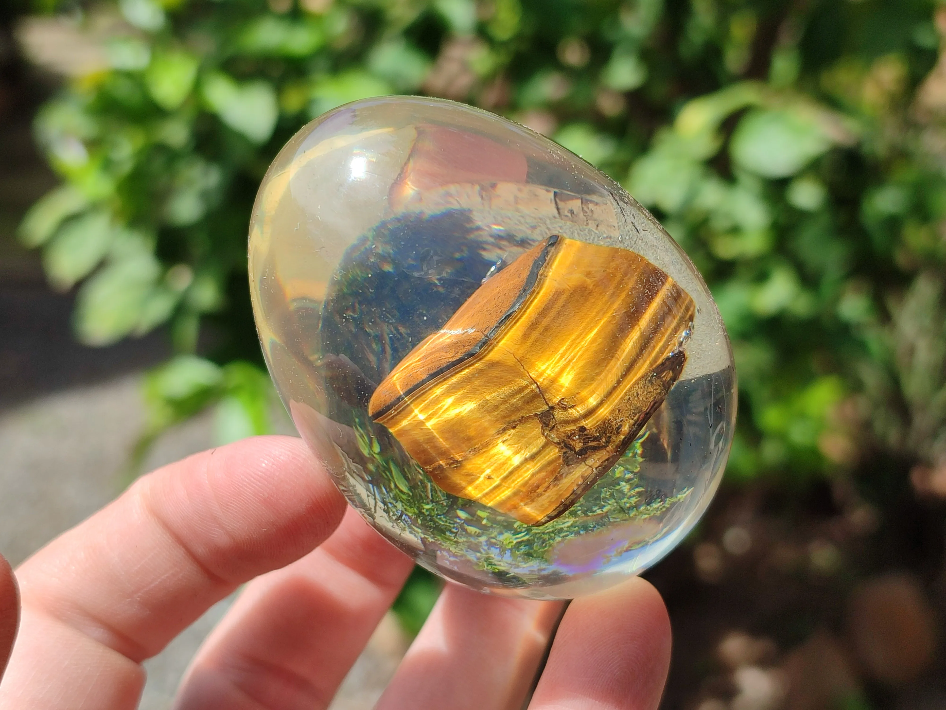 Polished Golden Tigers Eye In Resin Egg - Sold Per Item - From Northern Cape, South Africa