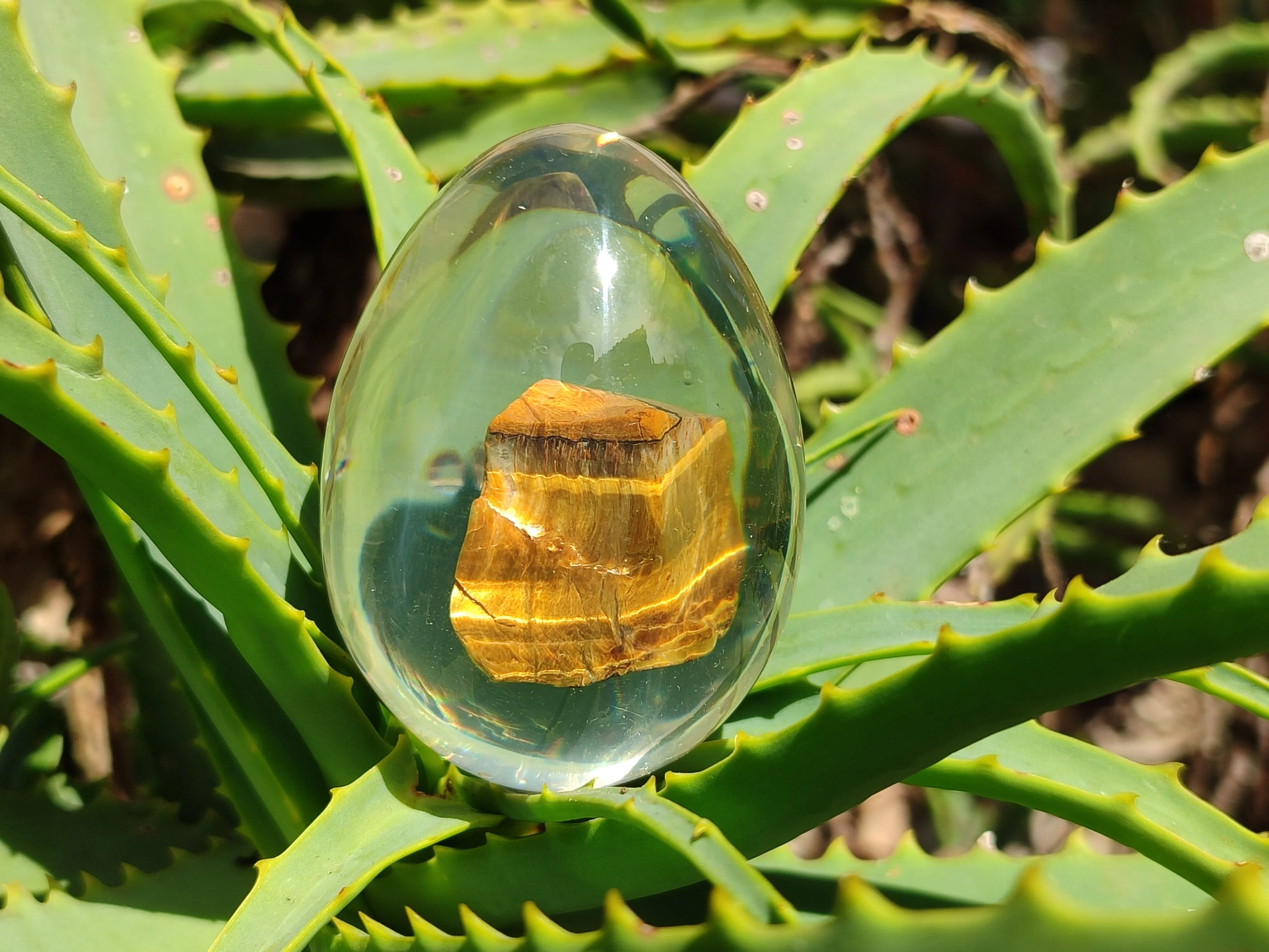 Polished Golden Tigers Eye In Resin Egg - Sold Per Item - From Northern Cape, South Africa