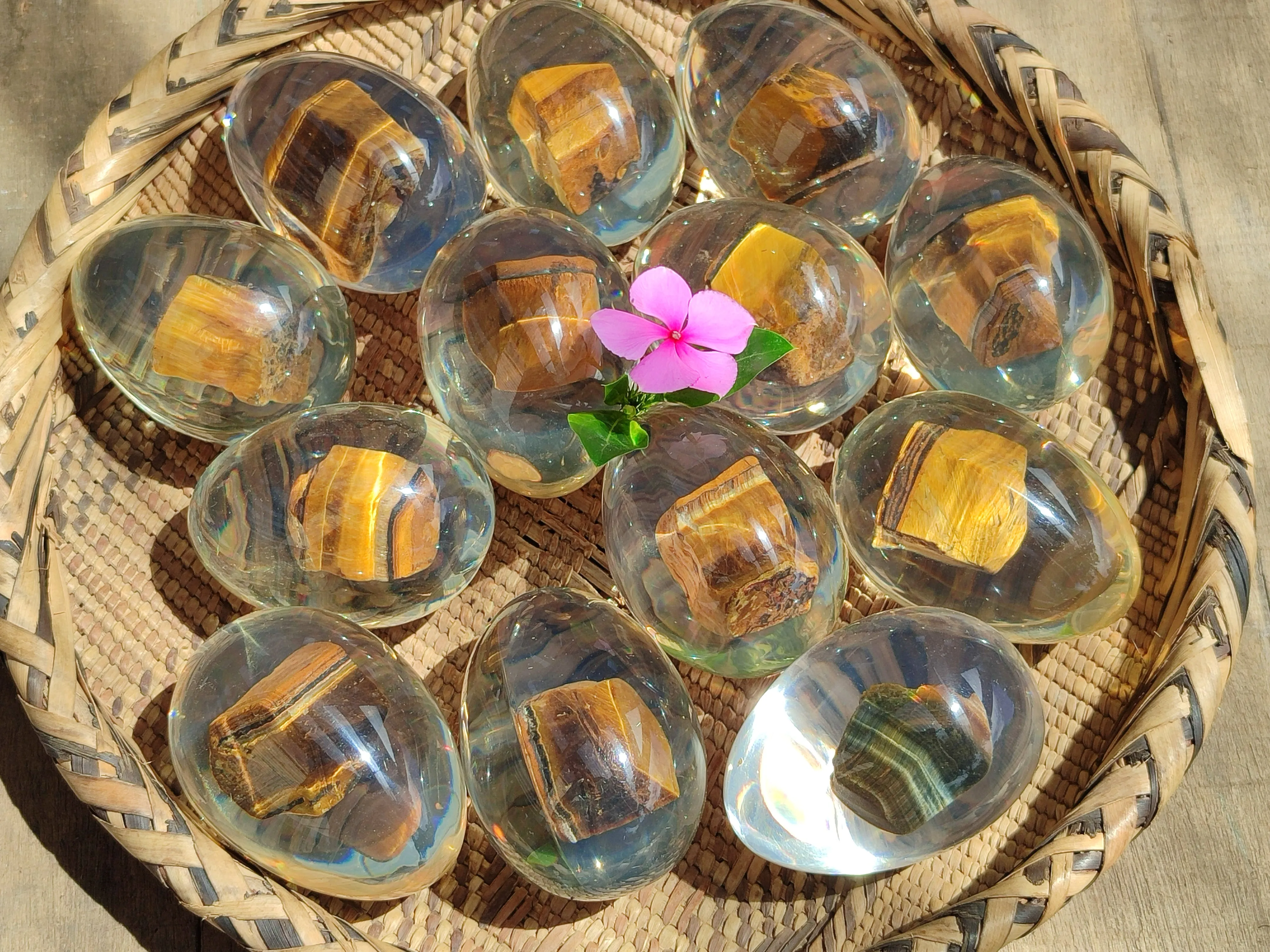 Polished Golden Tigers Eye In Resin Egg - Sold Per Item - From Northern Cape, South Africa