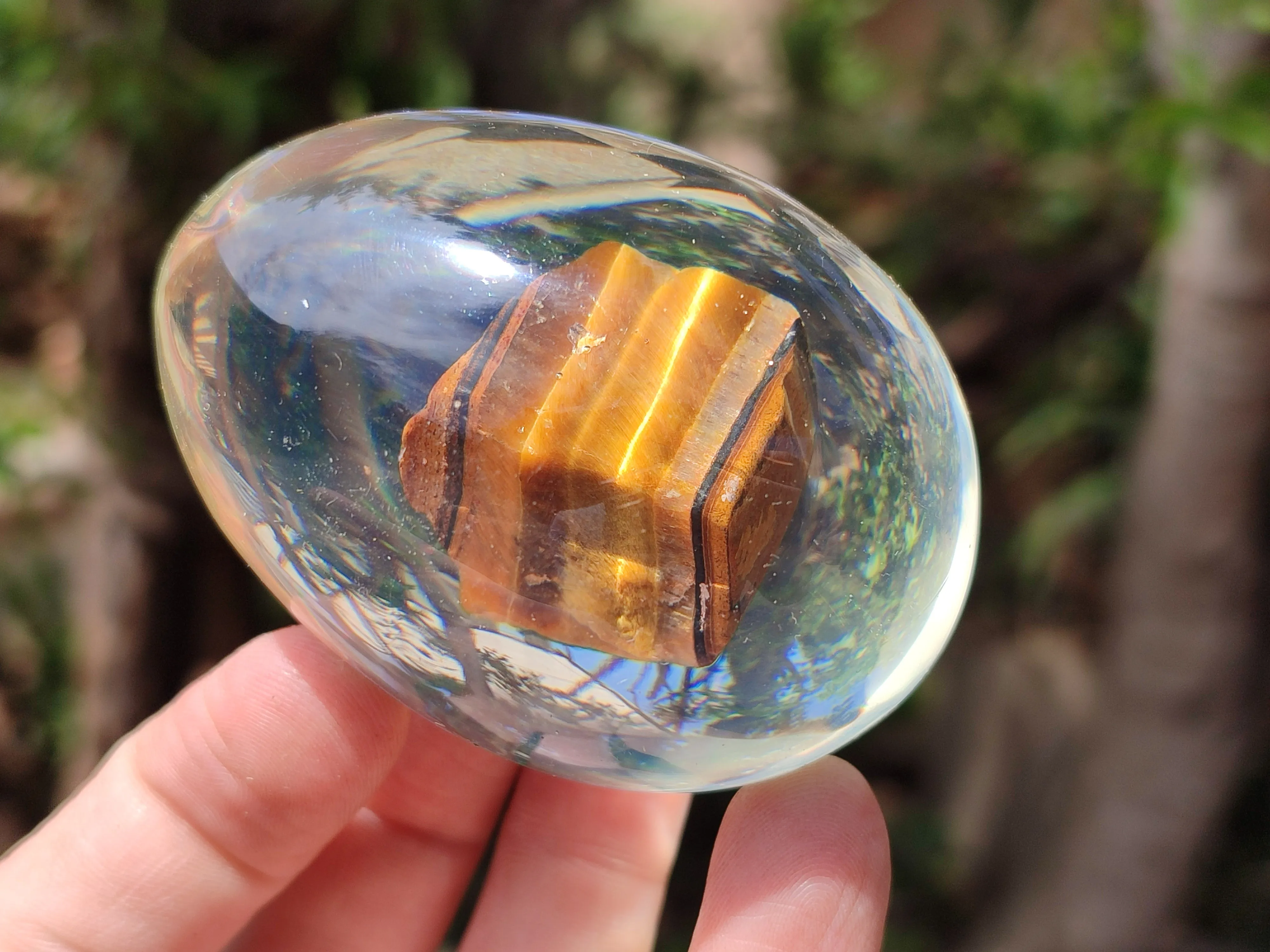 Polished Golden Tigers Eye In Resin Egg - Sold Per Item - From Northern Cape, South Africa