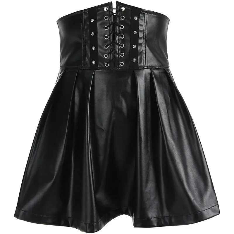 PU black skirt KF90316
