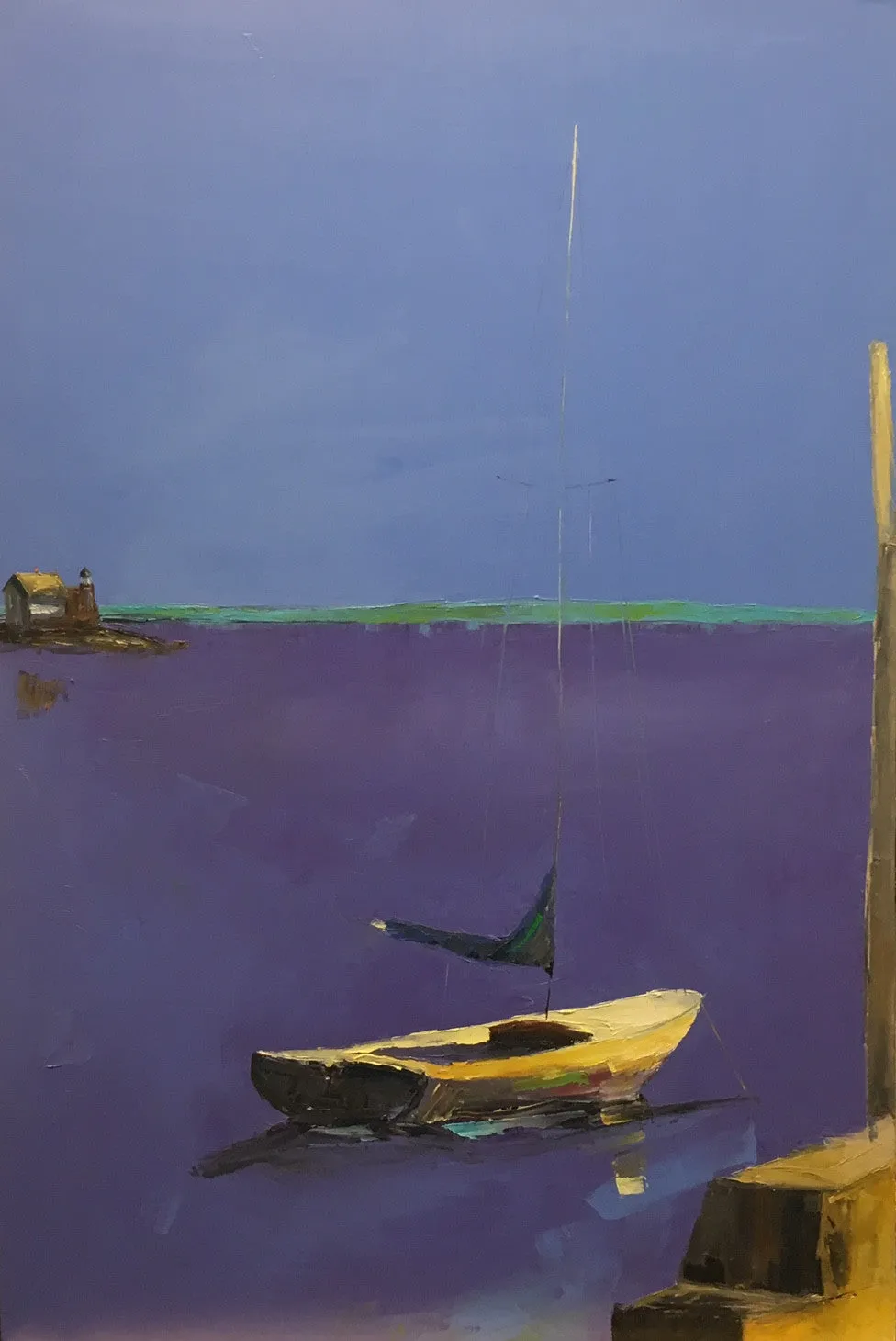"Docks" by Janis Sanders - Contemporary Coastal Landscape Painting
