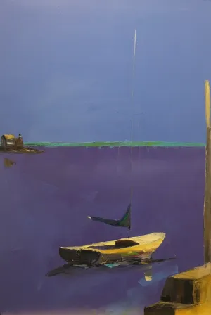 "Docks" by Janis Sanders - Contemporary Coastal Landscape Painting