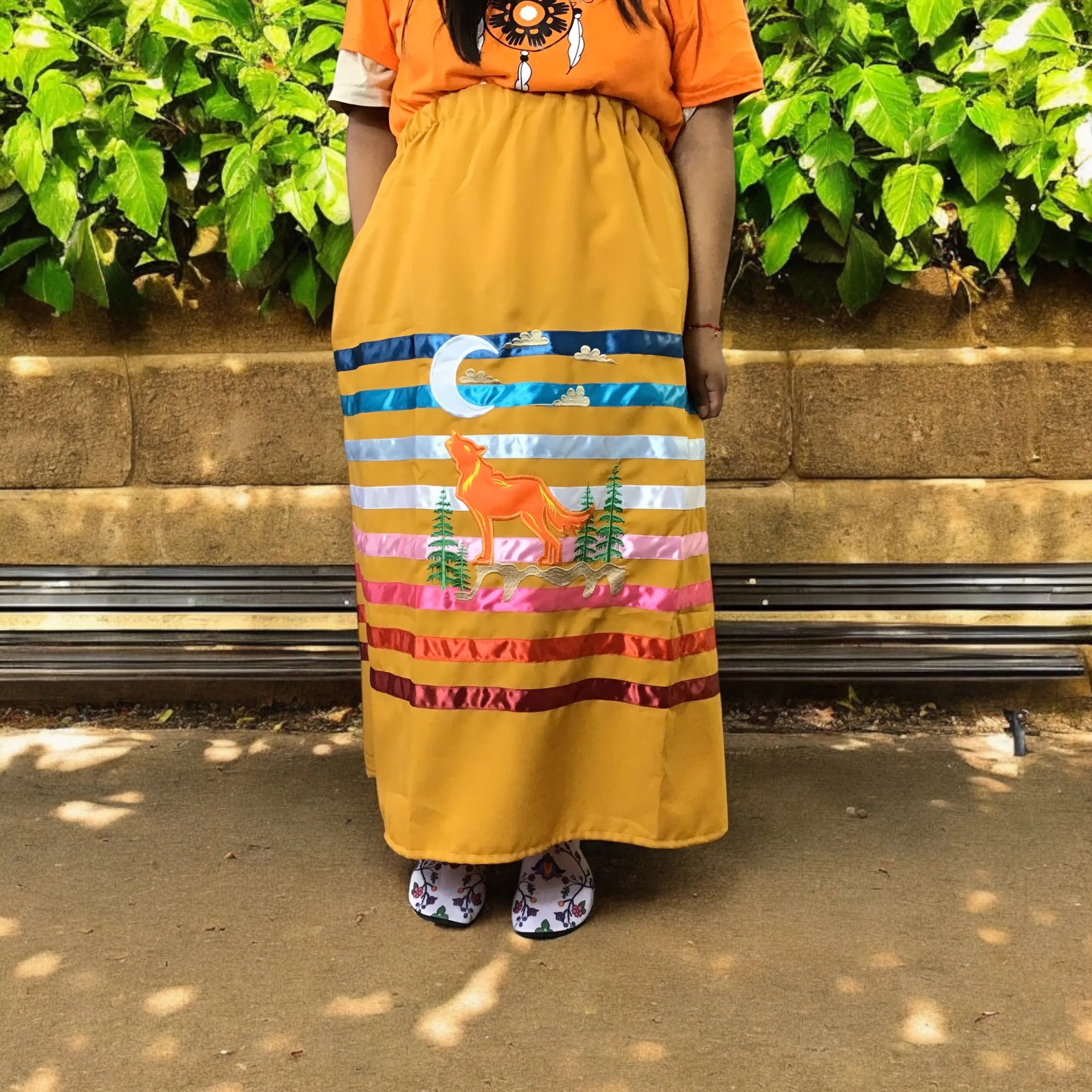 Ribbon Skirt with Wolf