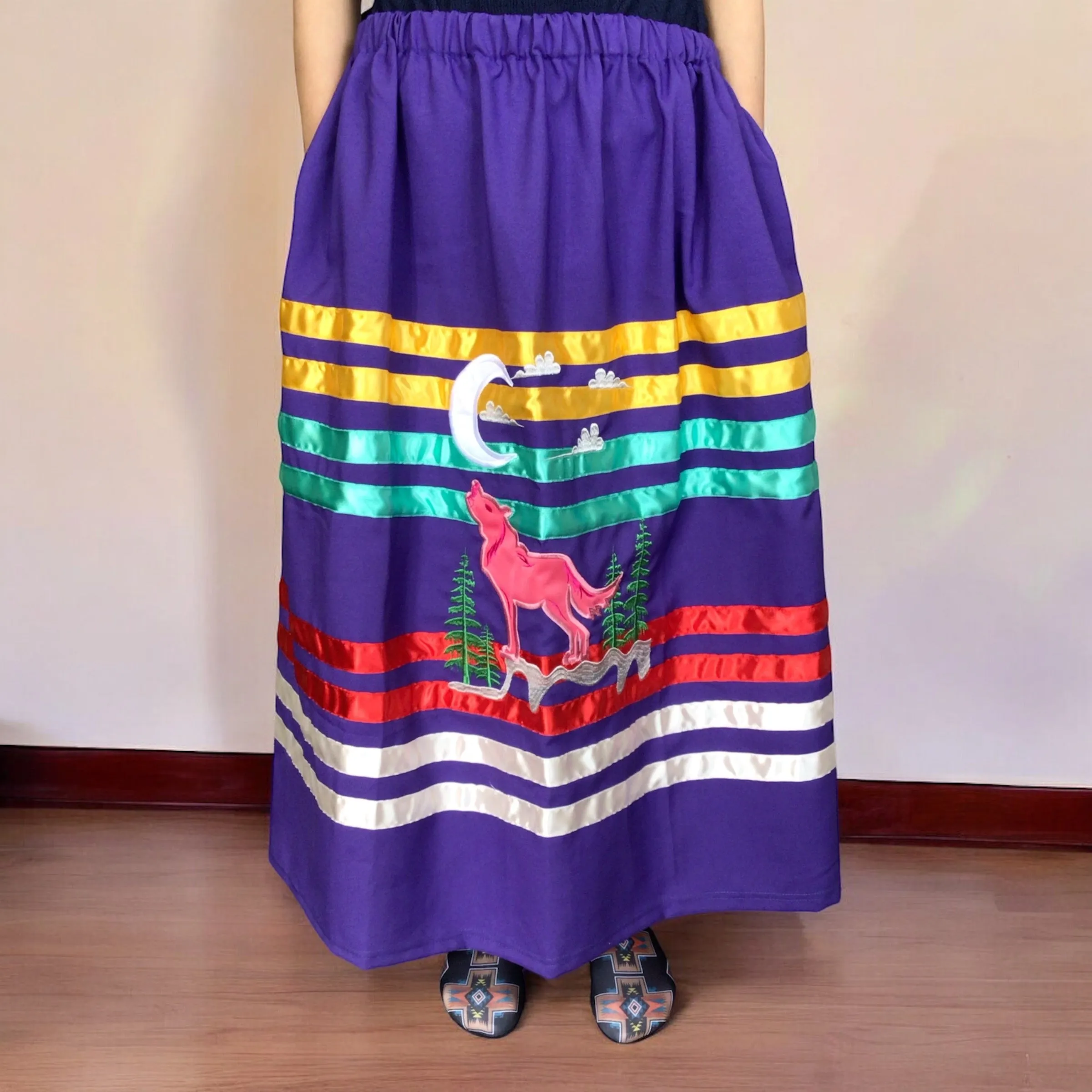 Ribbon Skirt with Wolf