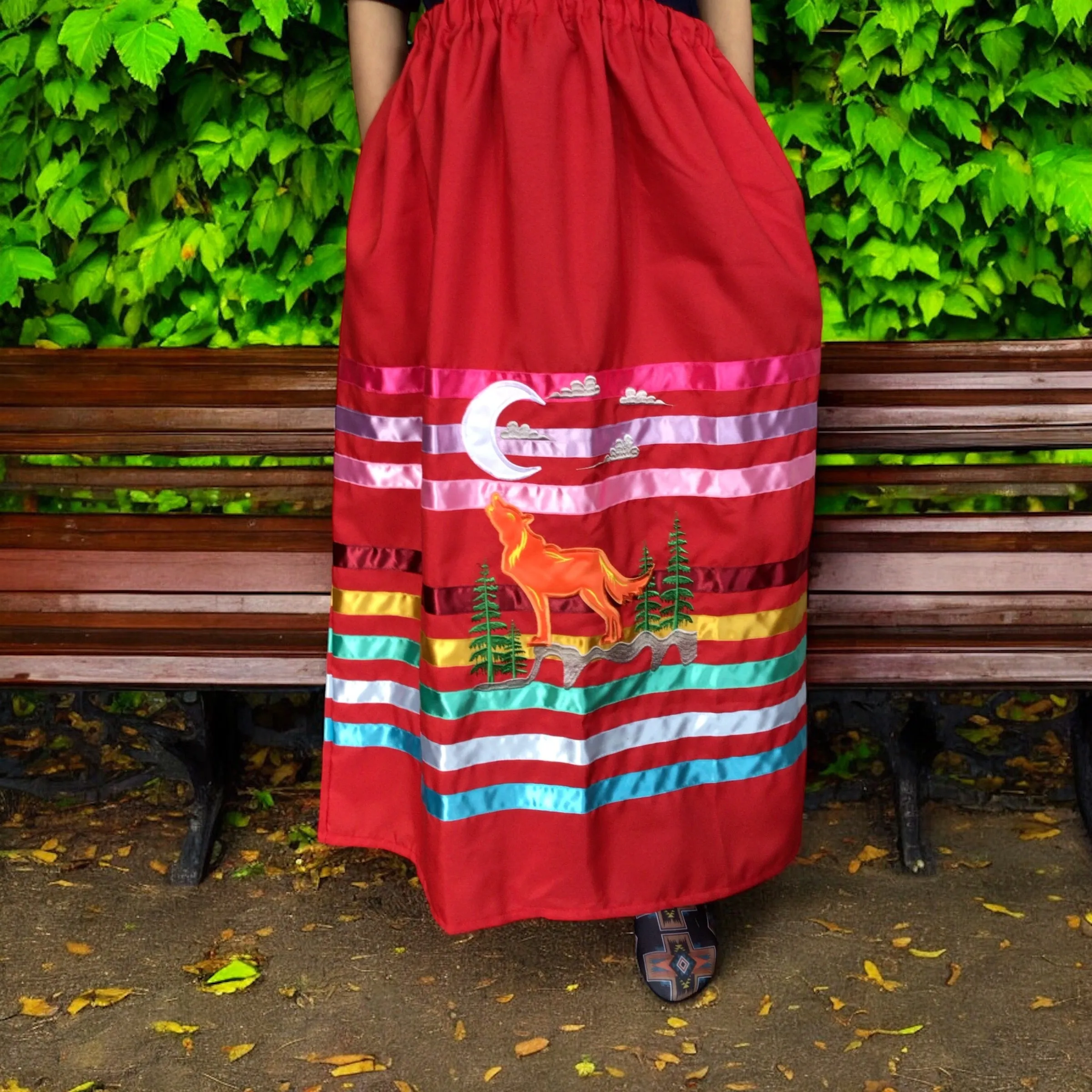 Ribbon Skirt with Wolf