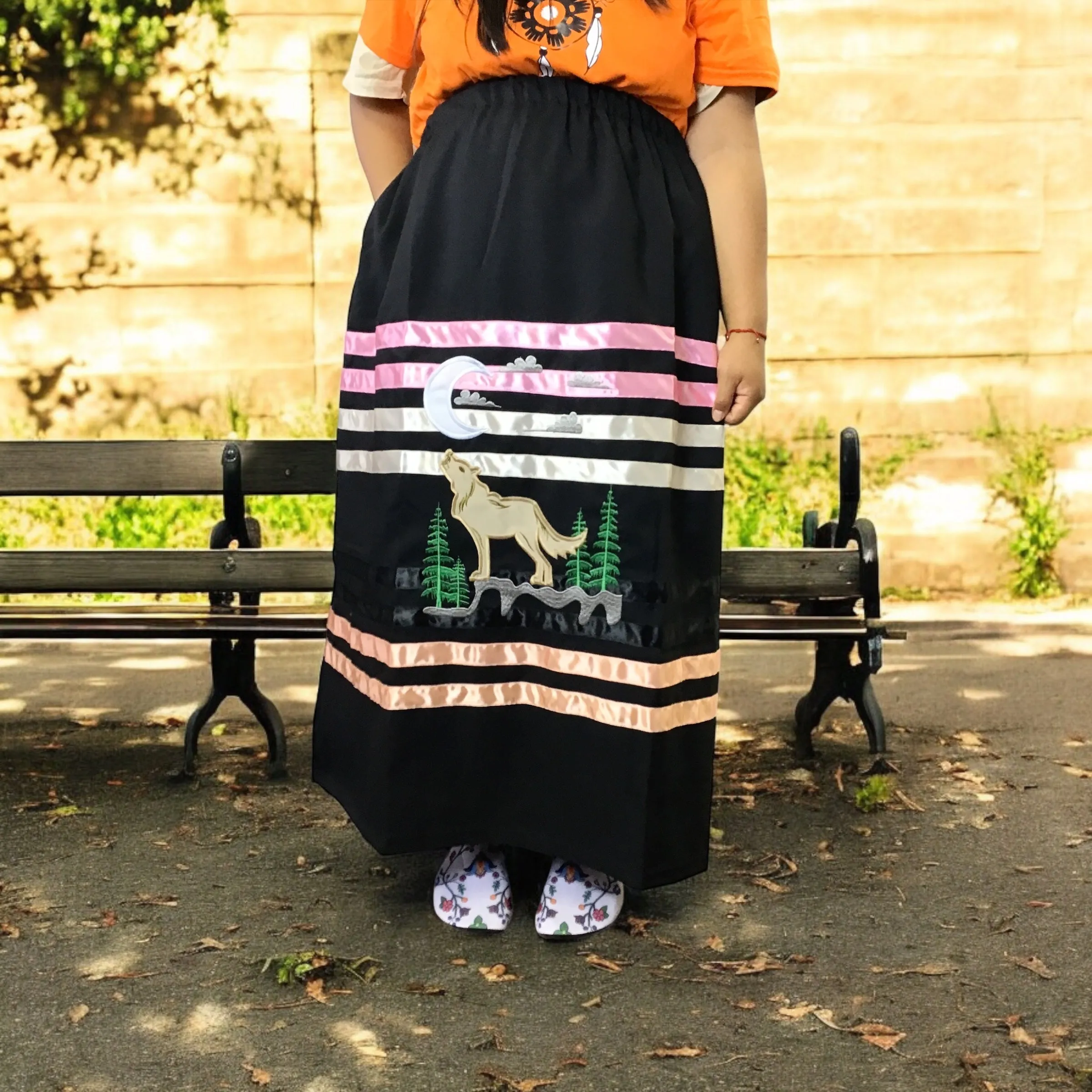 Ribbon Skirt with Wolf