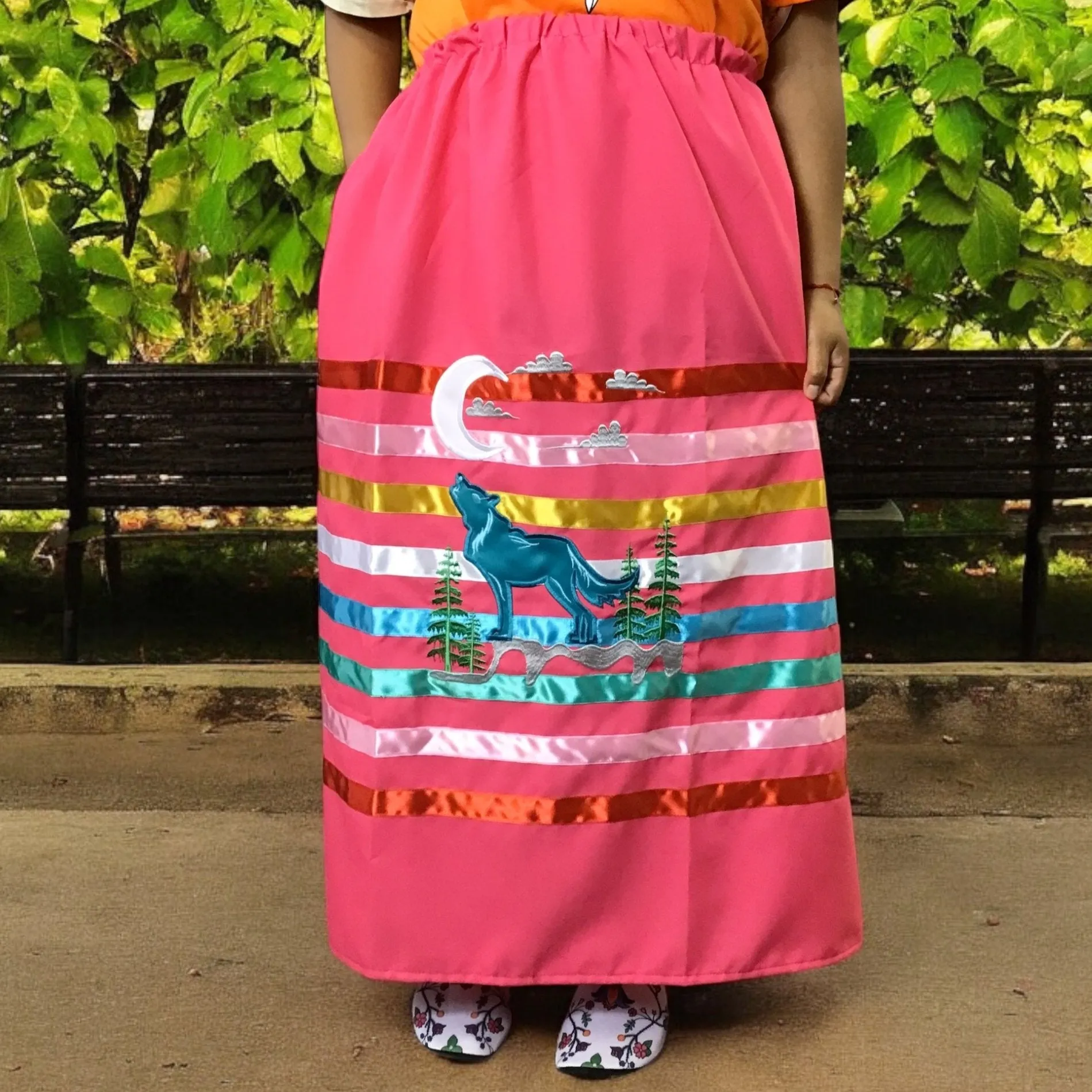 Ribbon Skirt with Wolf
