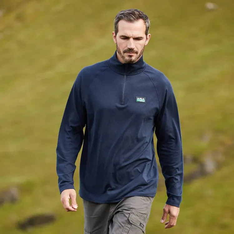 Ridgeline Baseline Pull On Zip Top - Navy Marl