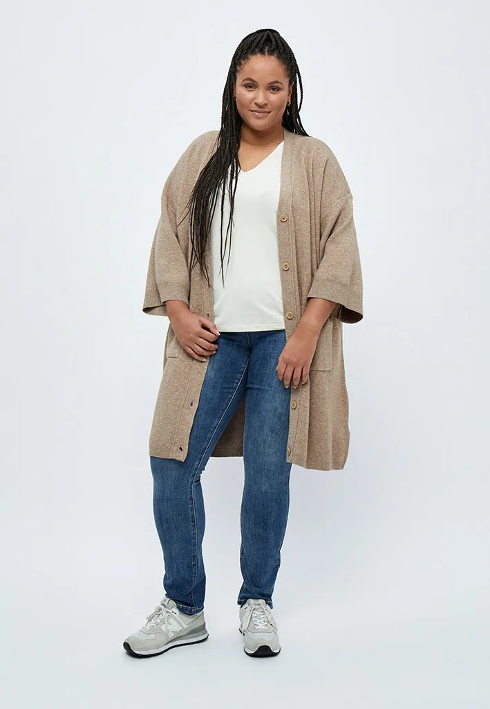 Rosalia Long Cardigan Curve - Warm Sand Melange