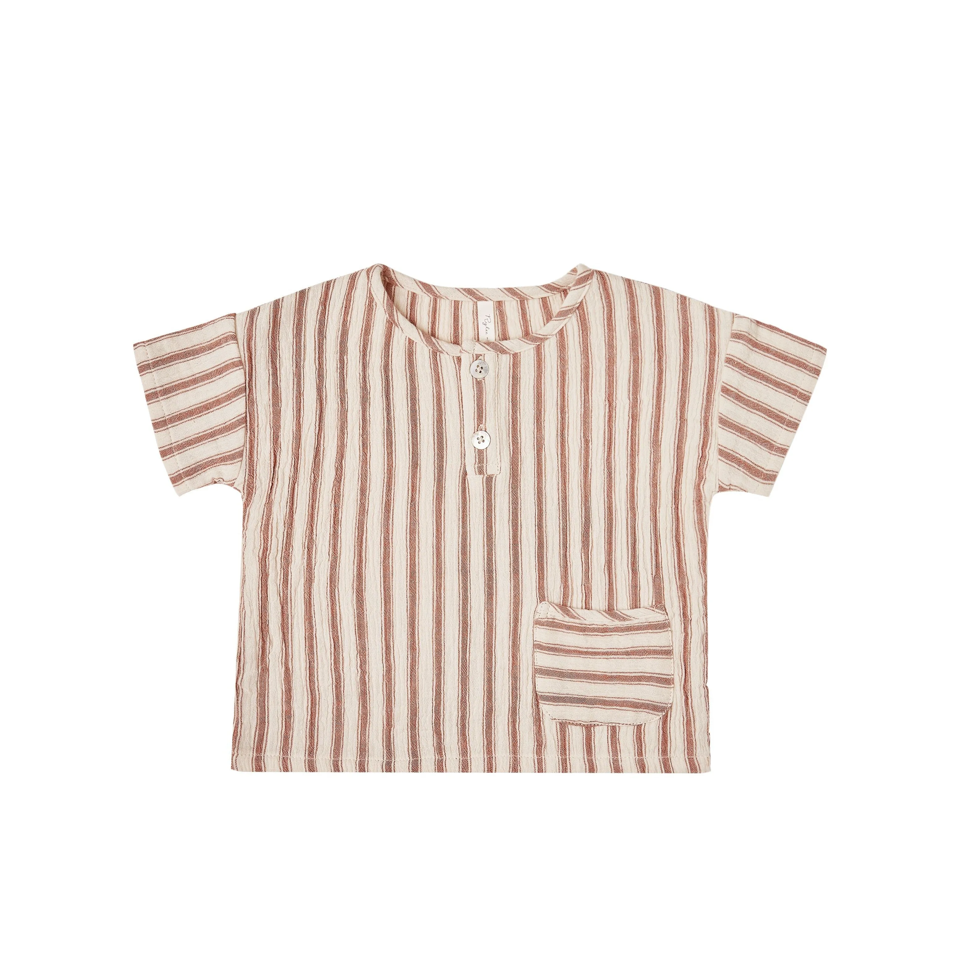 Rylee   Cru Woven Henley Tee - Amber Striped