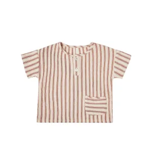 Rylee   Cru Woven Henley Tee - Amber Striped