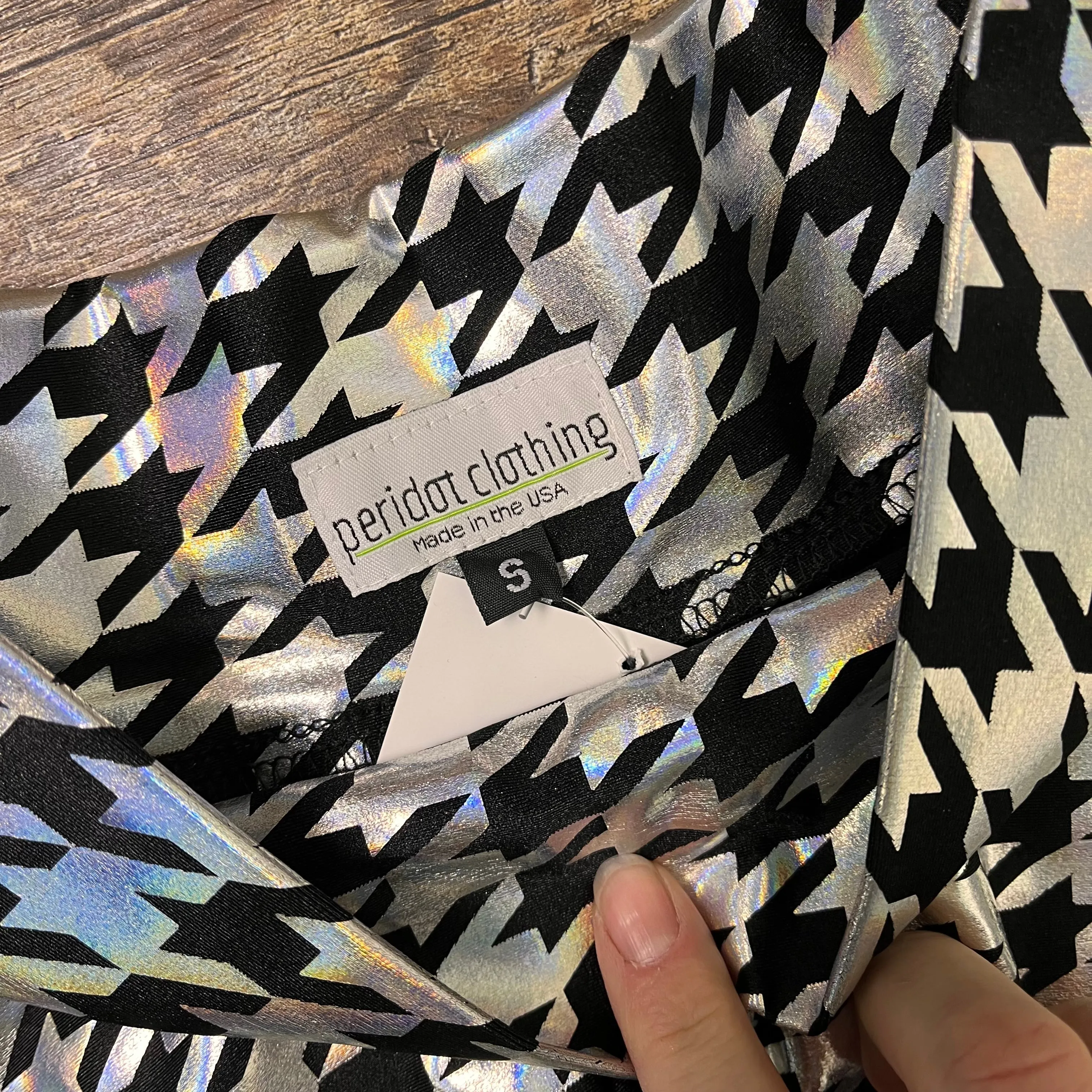 SALE - Skater Skirt - Houndstooth Holographic Silver/Black