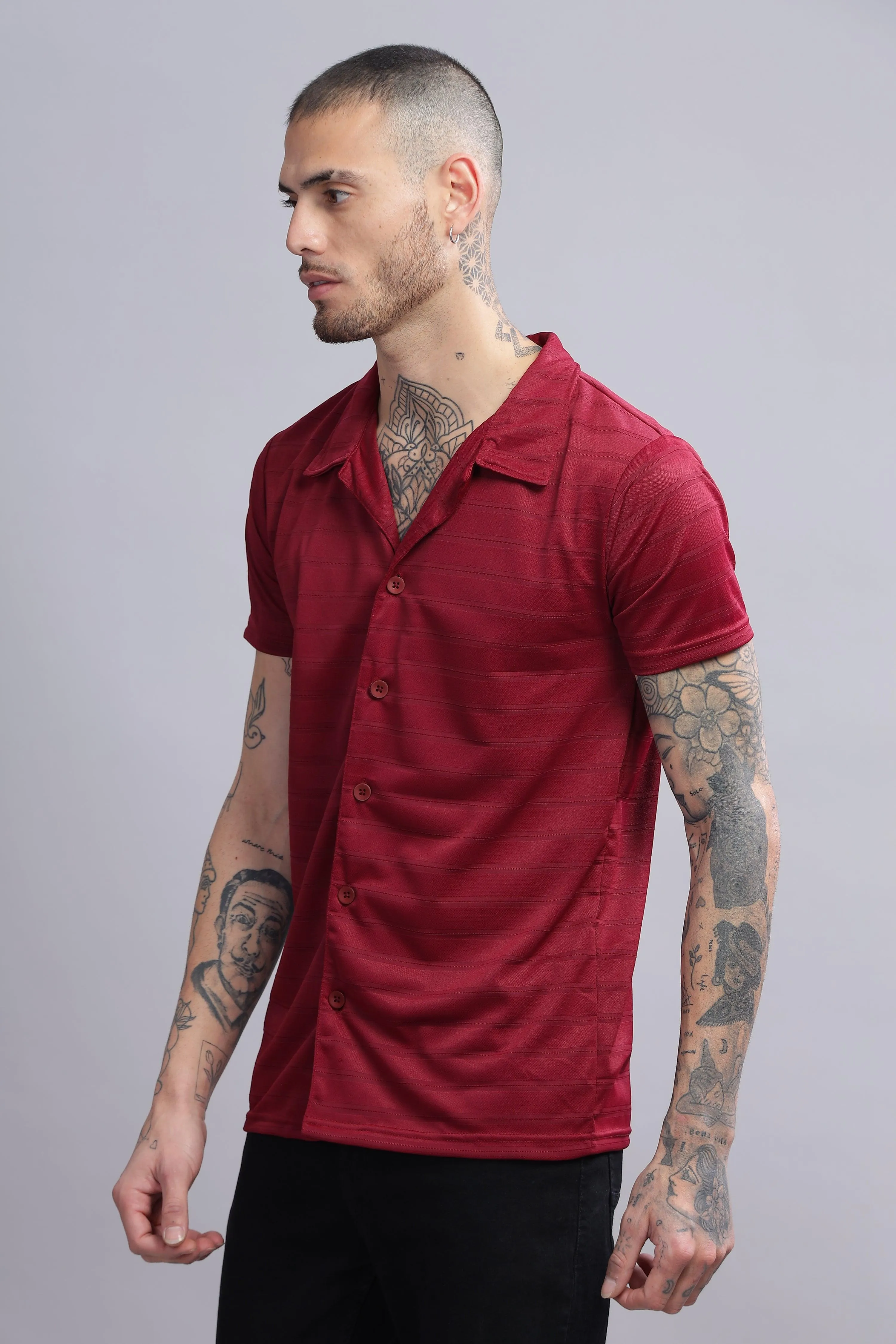Saucy Cran Mens Half Sleeve Cuban Collar Shirt