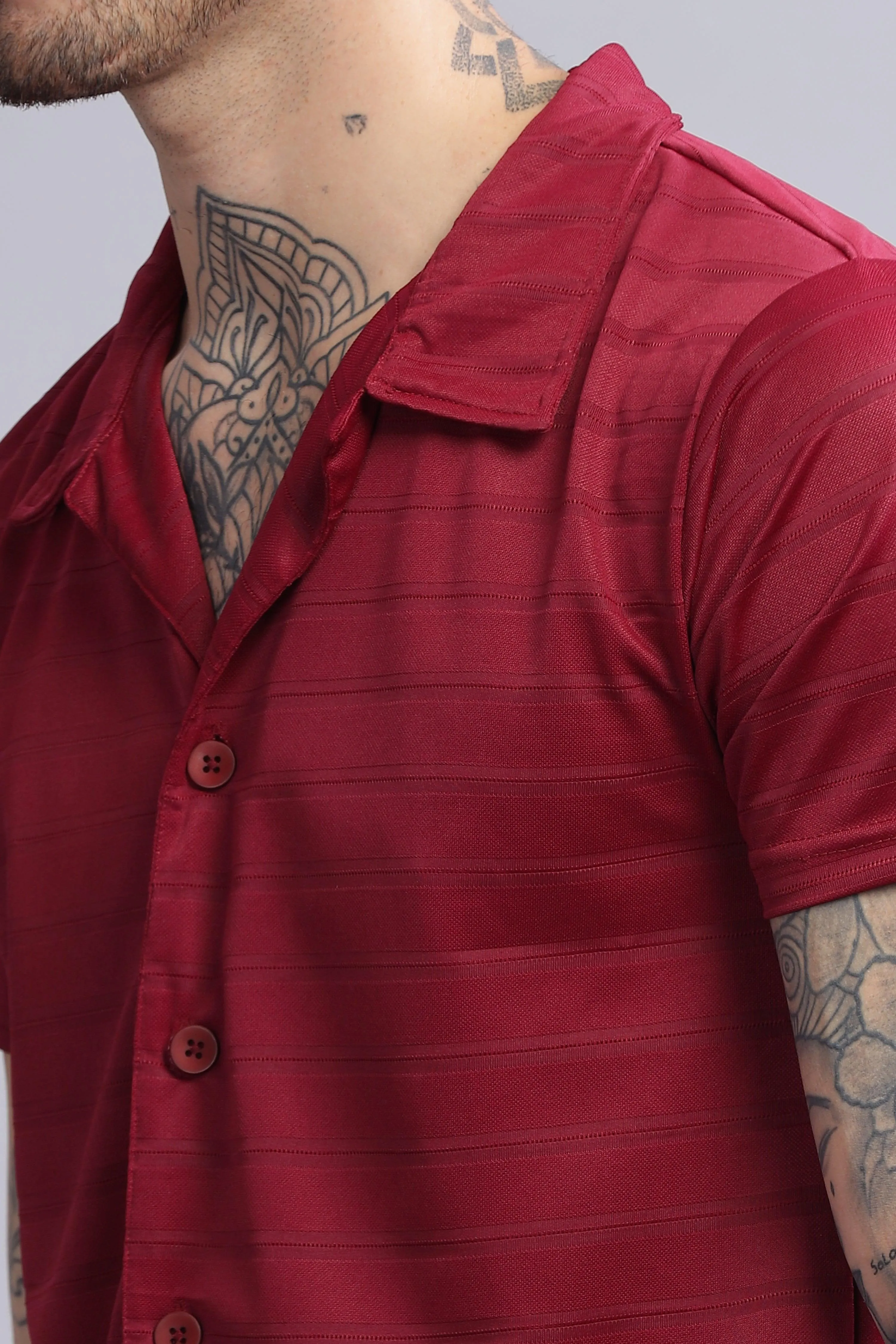 Saucy Cran Mens Half Sleeve Cuban Collar Shirt