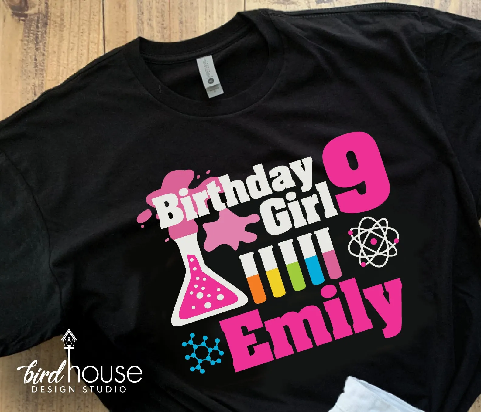 Science Stem Cute Birthday Girl Shirt, Scientist Party Personalized
