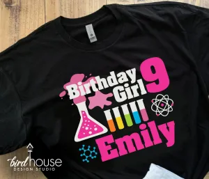 Science Stem Cute Birthday Girl Shirt, Scientist Party Personalized
