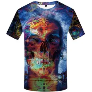 Skull T-shirt Men Graffiti T-shirts Graphic Art T shirts Funny Colorful Tshirts Casual Cosplay Shirt Print Short Sleeve Hip hop