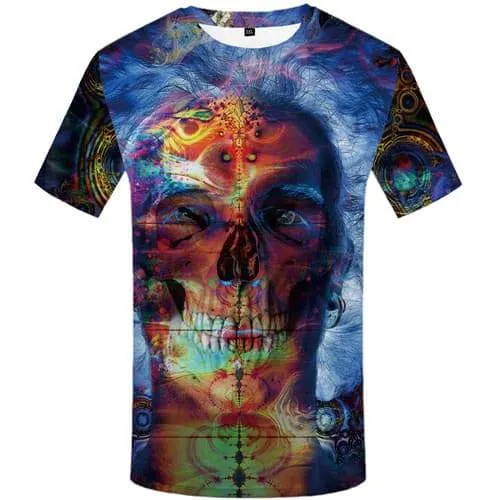 Skull T-shirt Men Graffiti T-shirts Graphic Art T shirts Funny Colorful Tshirts Casual Cosplay Shirt Print Short Sleeve Hip hop