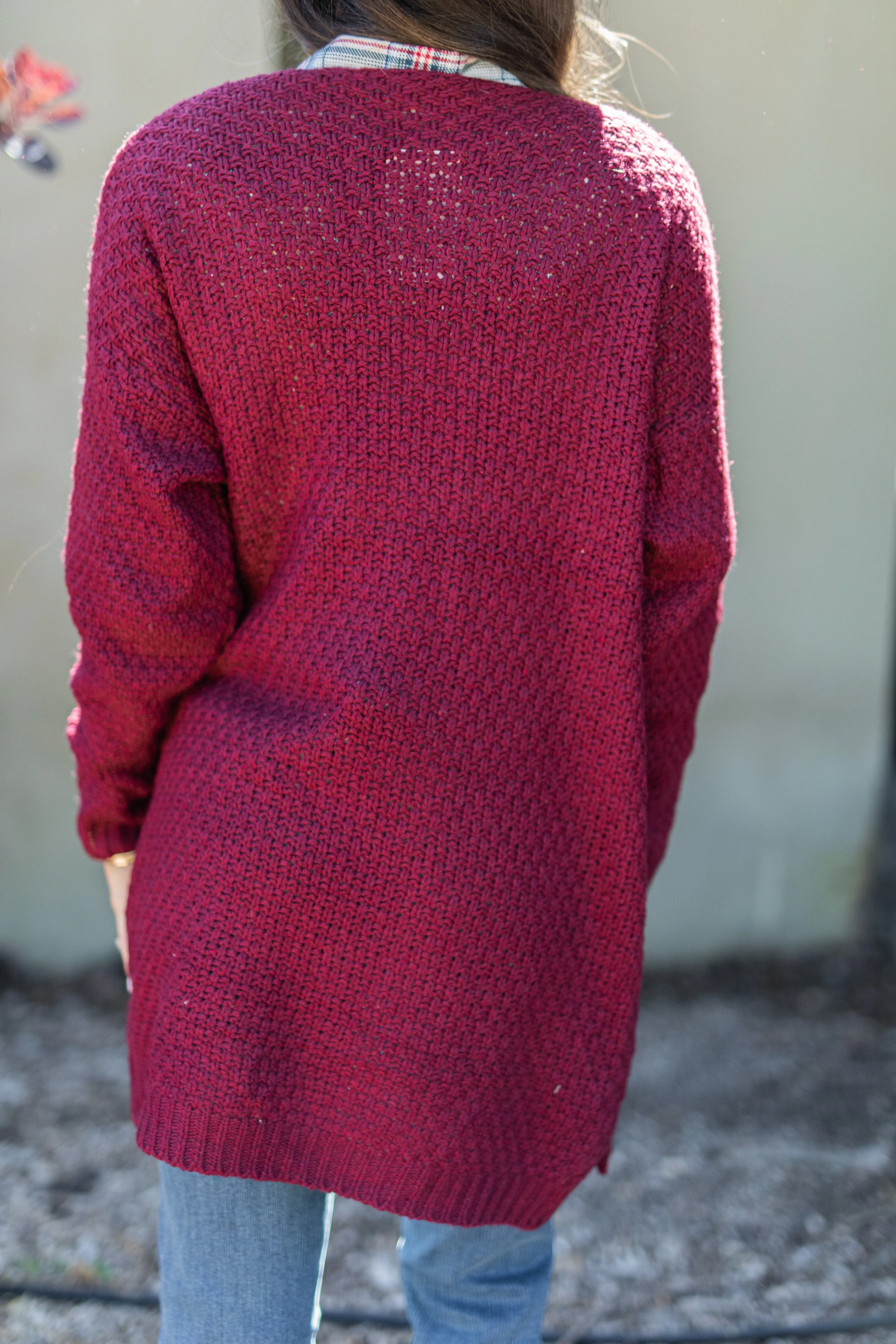 Somebody To Love Burgundy Red Cable Knit Cardigan