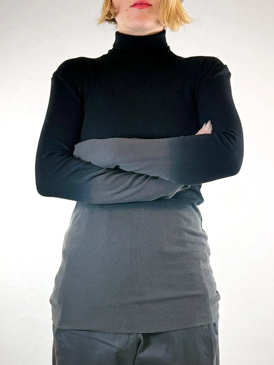 Sort Aarhus Two Tone Turtleneck Top
