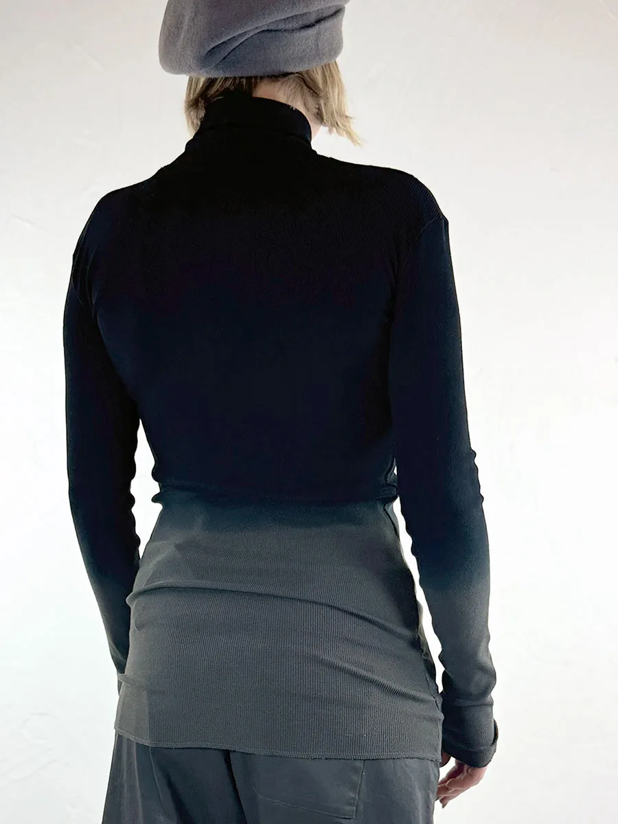 Sort Aarhus Two Tone Turtleneck Top
