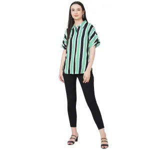 Striped Short Sleeves Shirt For Women