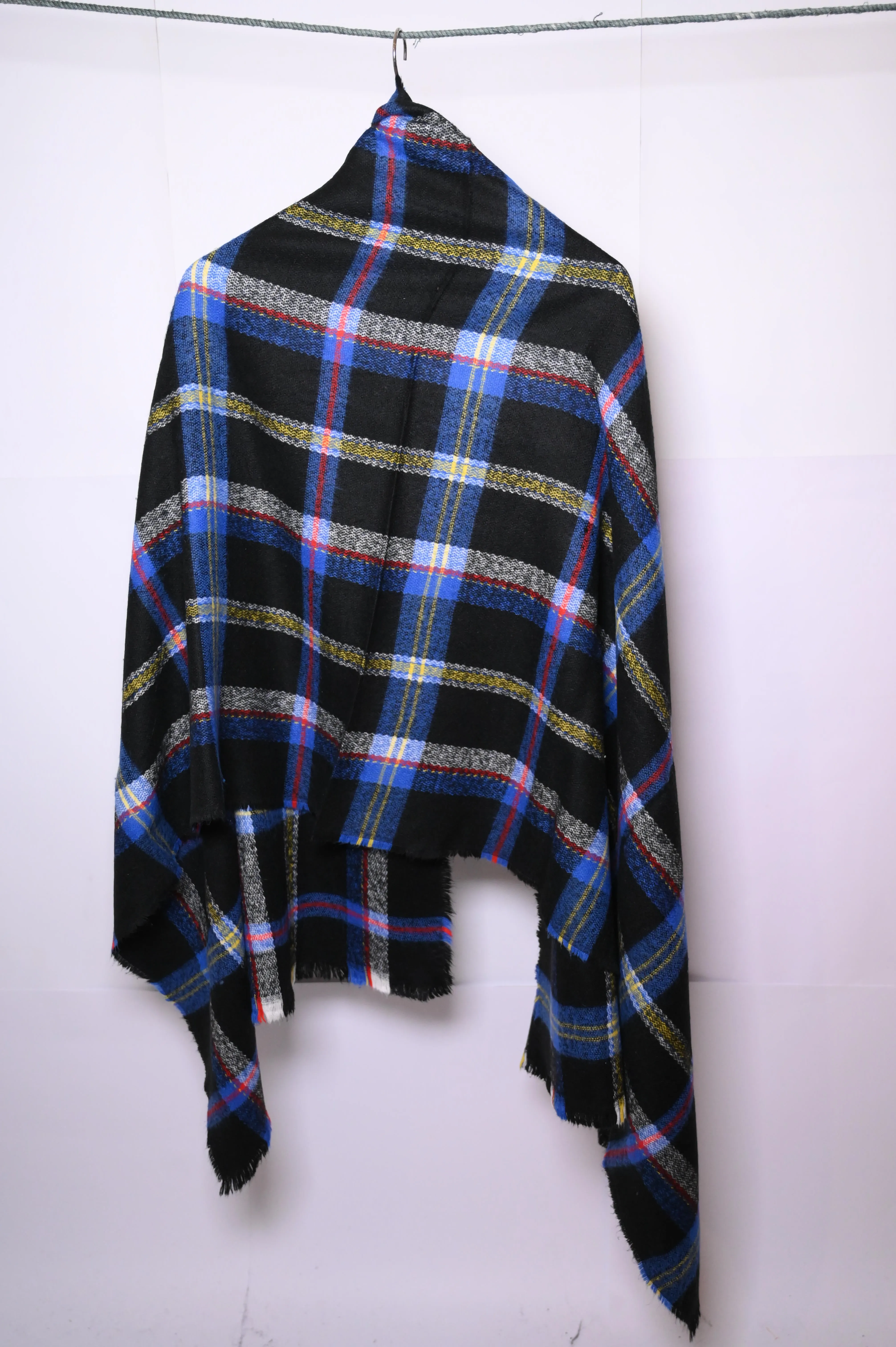 Thriftyfy Red, Navy Blue & Grey Winter Cape