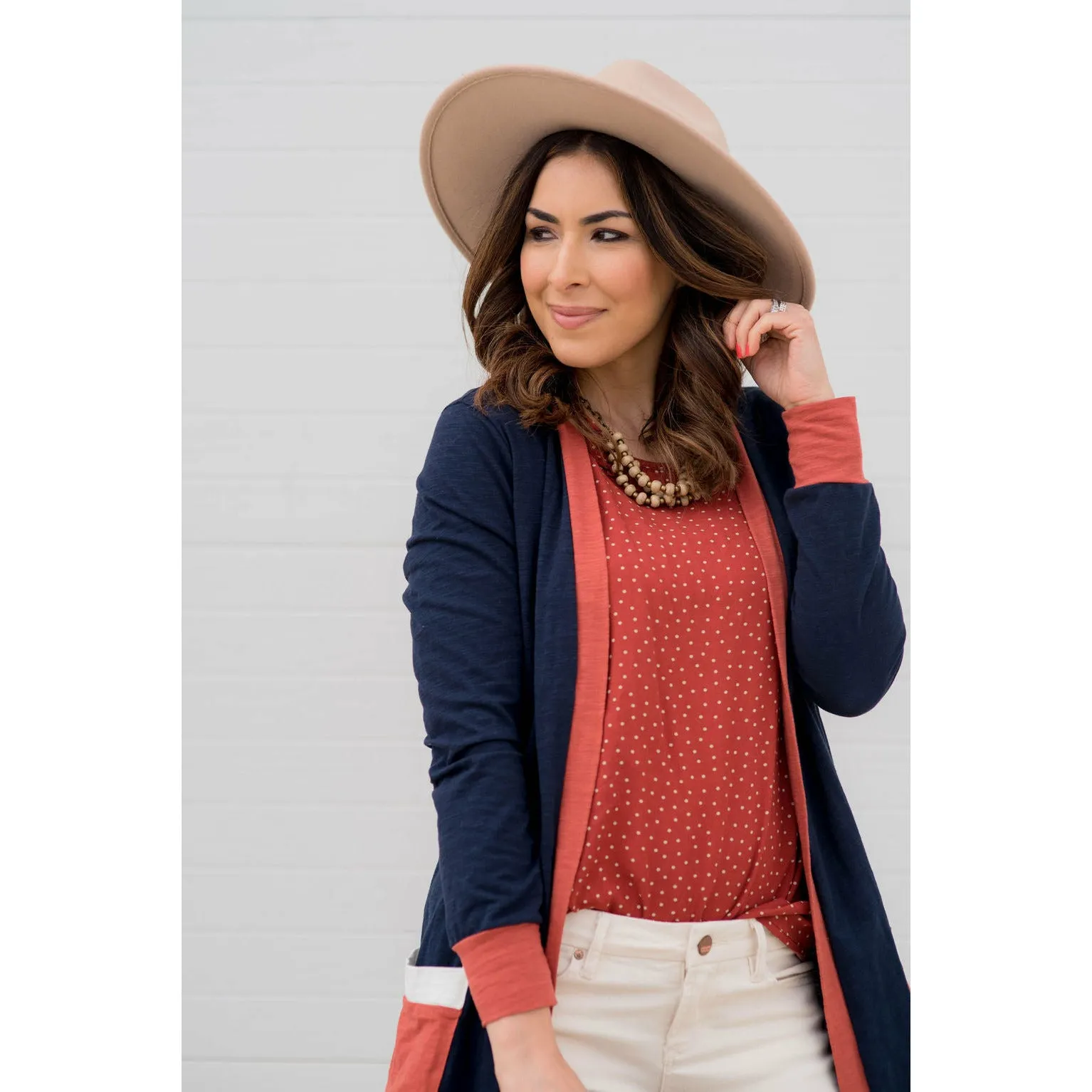 Trimmed Pocket Tunic Cardigan