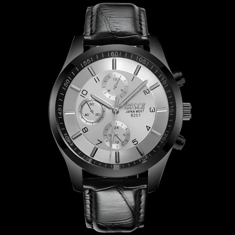 Ultra-Thin Men's Black Gold Steel Band Sports Luminous Waterproof Watch